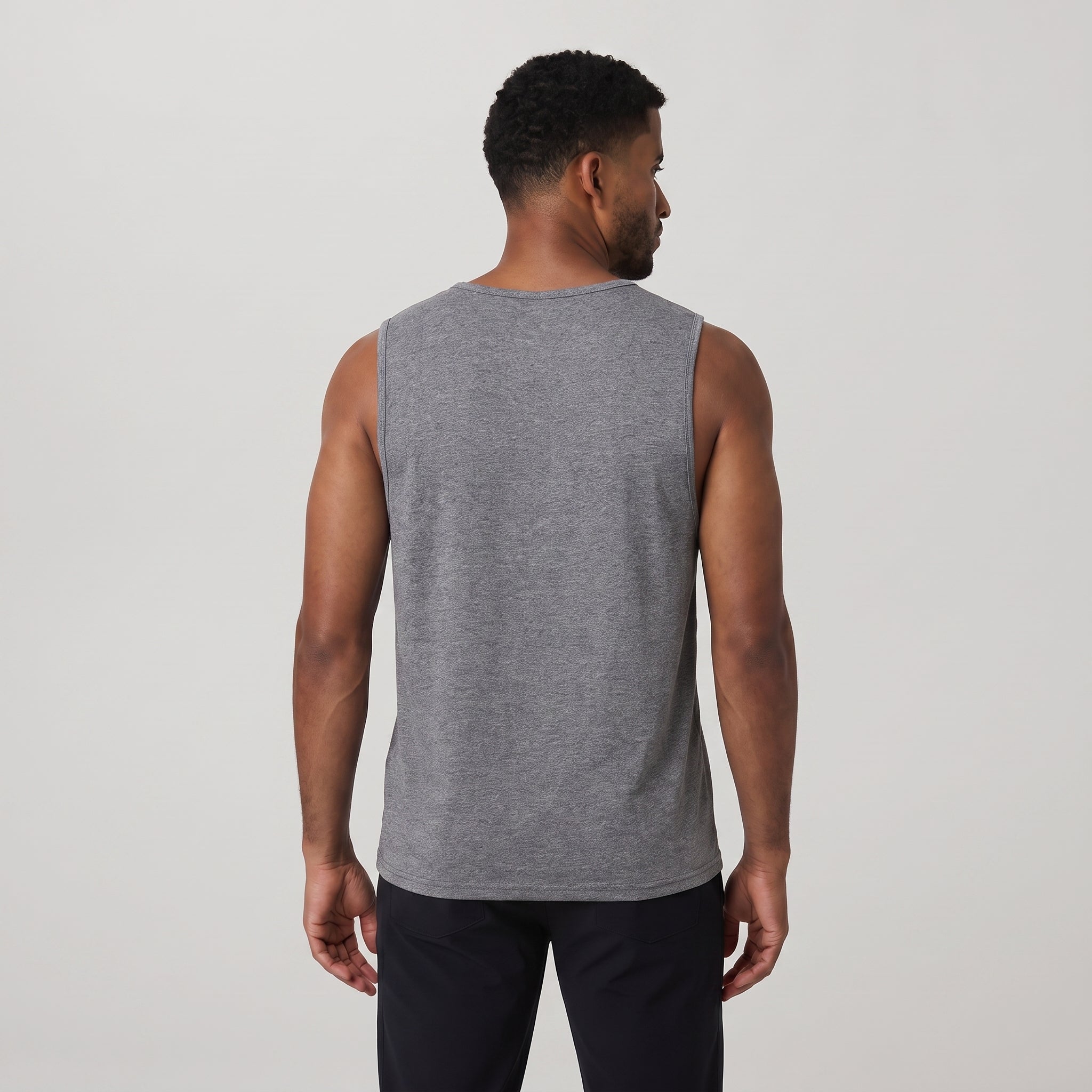 Dark Grey MAGCOMSEN Men's Cotton Tank Top - Moisture-Wicking Sleeveless Workout Shirt in #Color_Dark Grey