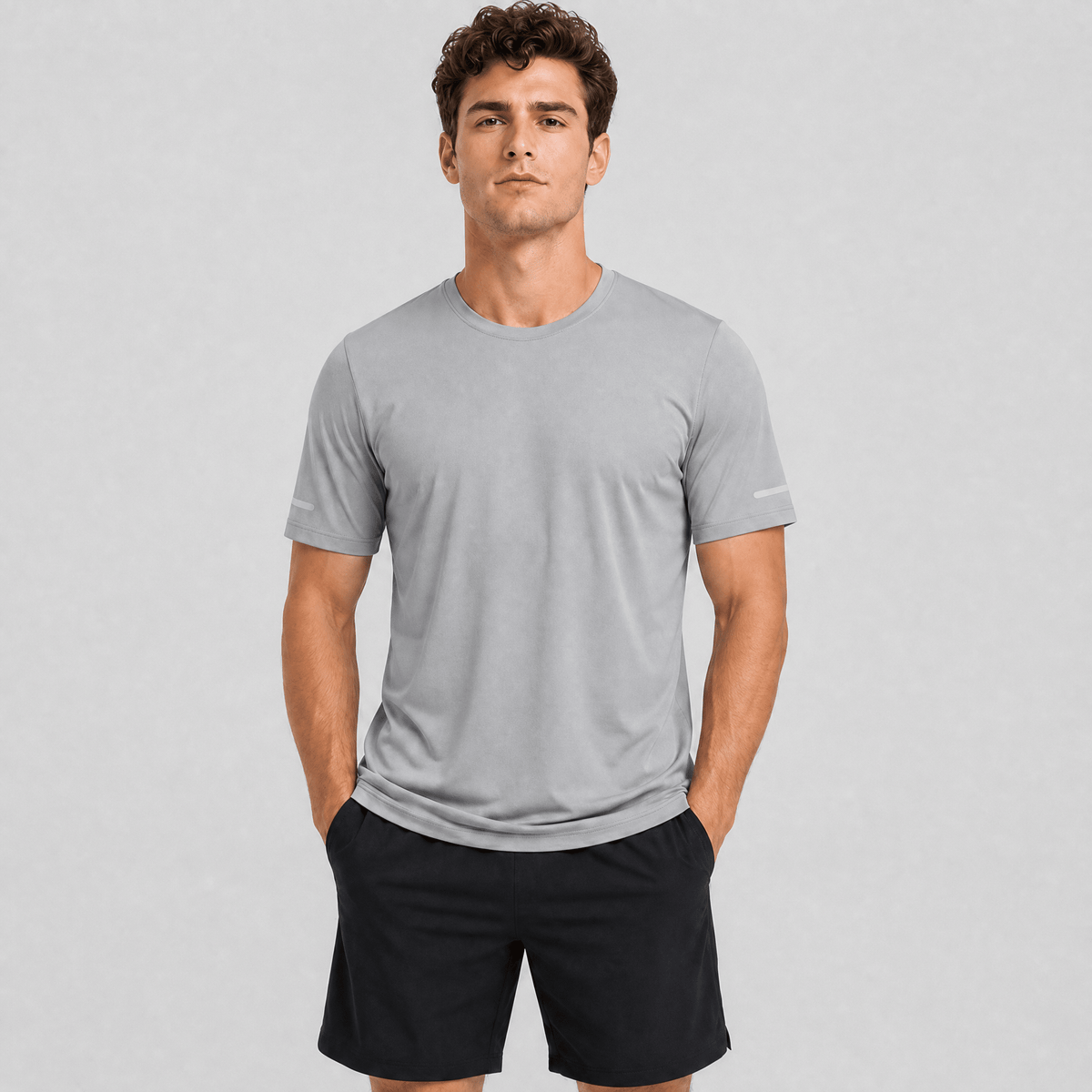 Light Grey MAGCOMSEN Men's Dry Fit Sun Protection Stretch Training & Sports T-Shirts in #Color_Light Grey