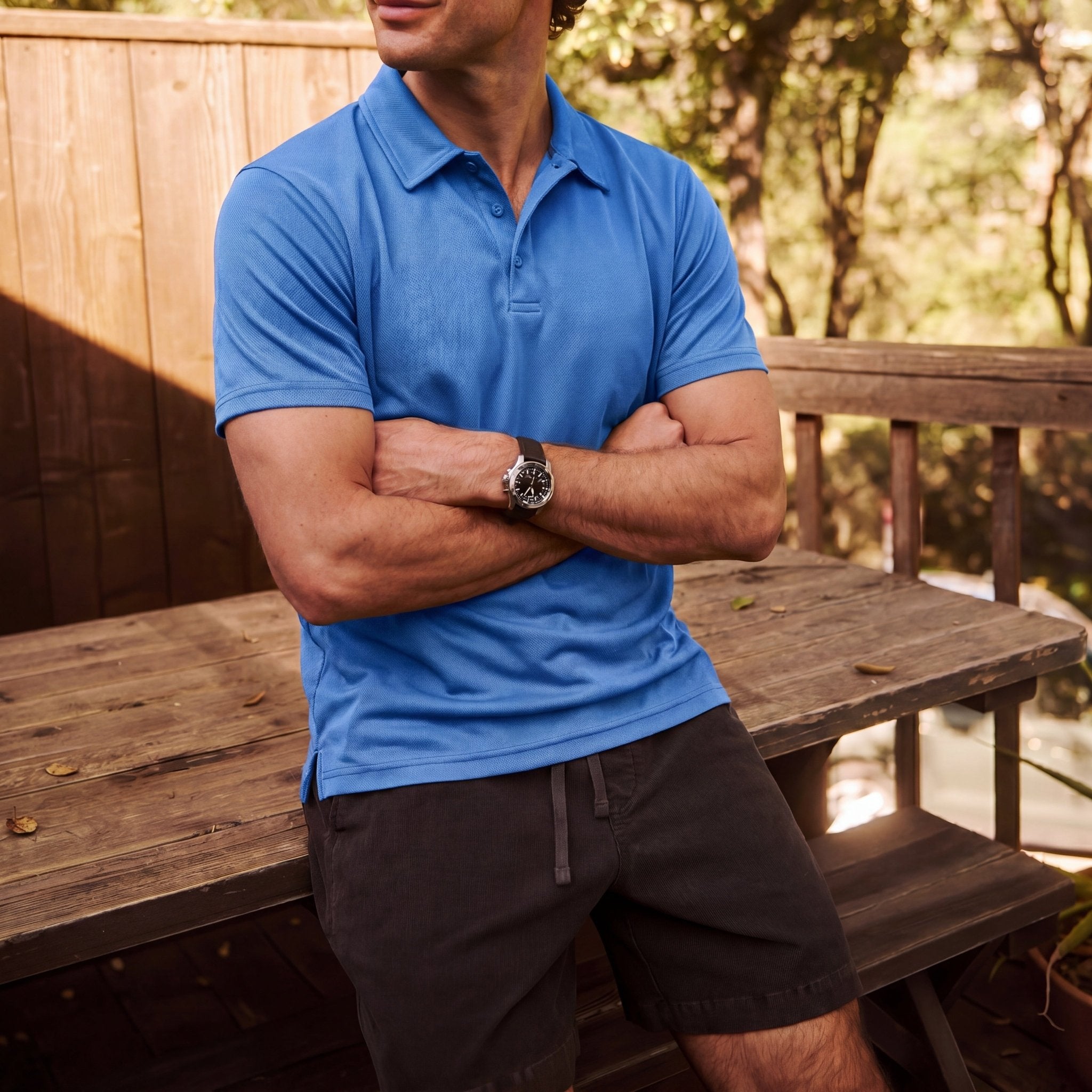 Men's Golf Quick Dry Polo Shirt Light Blue by MAGCOMSEN
