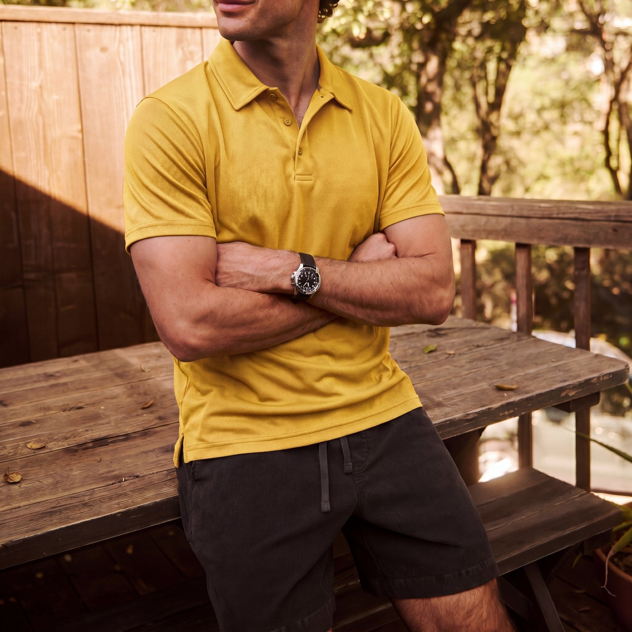 Men's Golf Quick Dry Polo Shirt Yellow by MAGCOMSEN