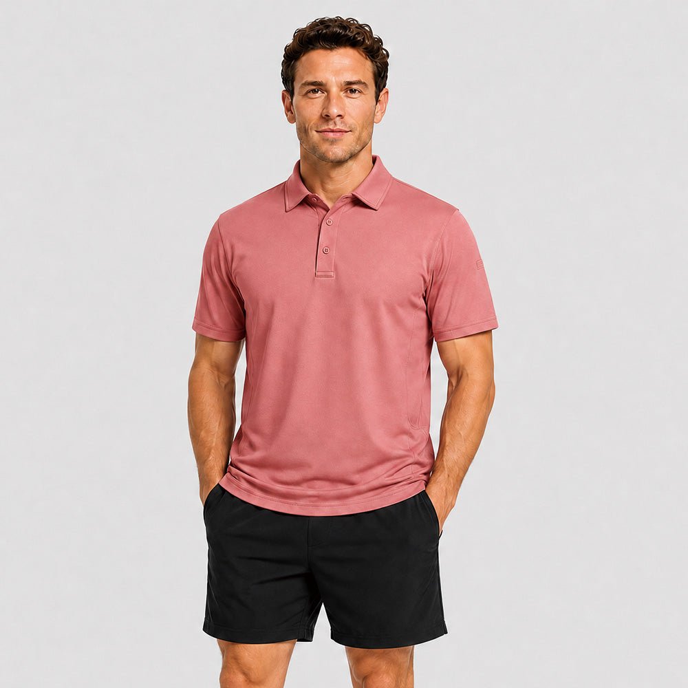 Grey Pink MAGCOMSEN Men's Golf Quick Dry Polo Shirt in #Color_Grey Pink