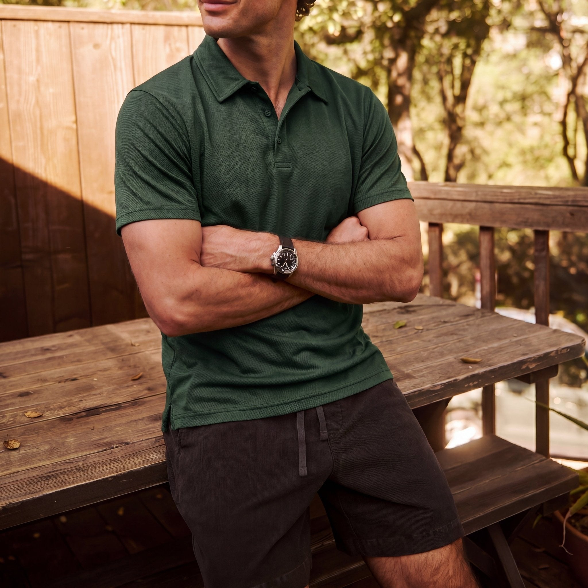 Men's Golf Quick Dry Polo Shirt Dark Green by MAGCOMSEN