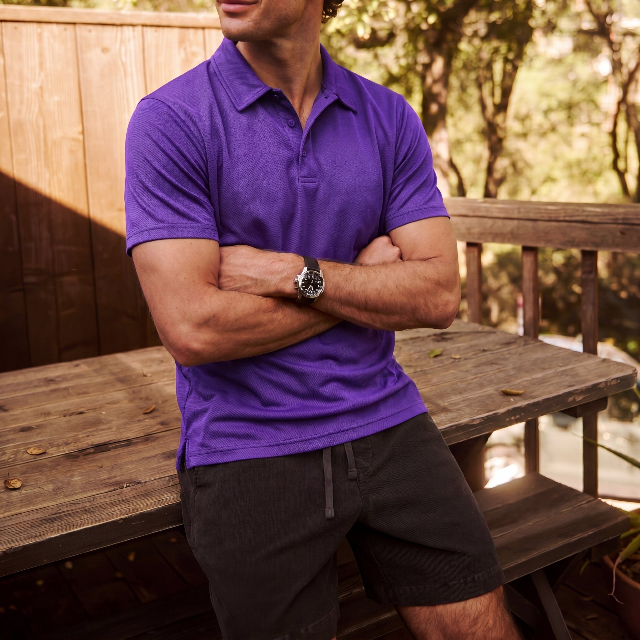 Men's Golf Quick Dry Polo Shirt Purple by MAGCOMSEN