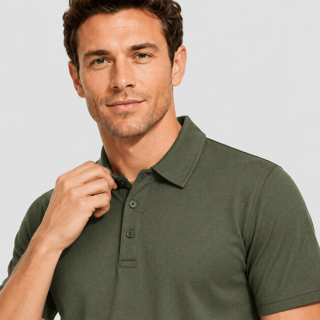 Army Green MAGCOMSEN Men's Golf Quick Dry Polo Shirt in #Color_Army Green