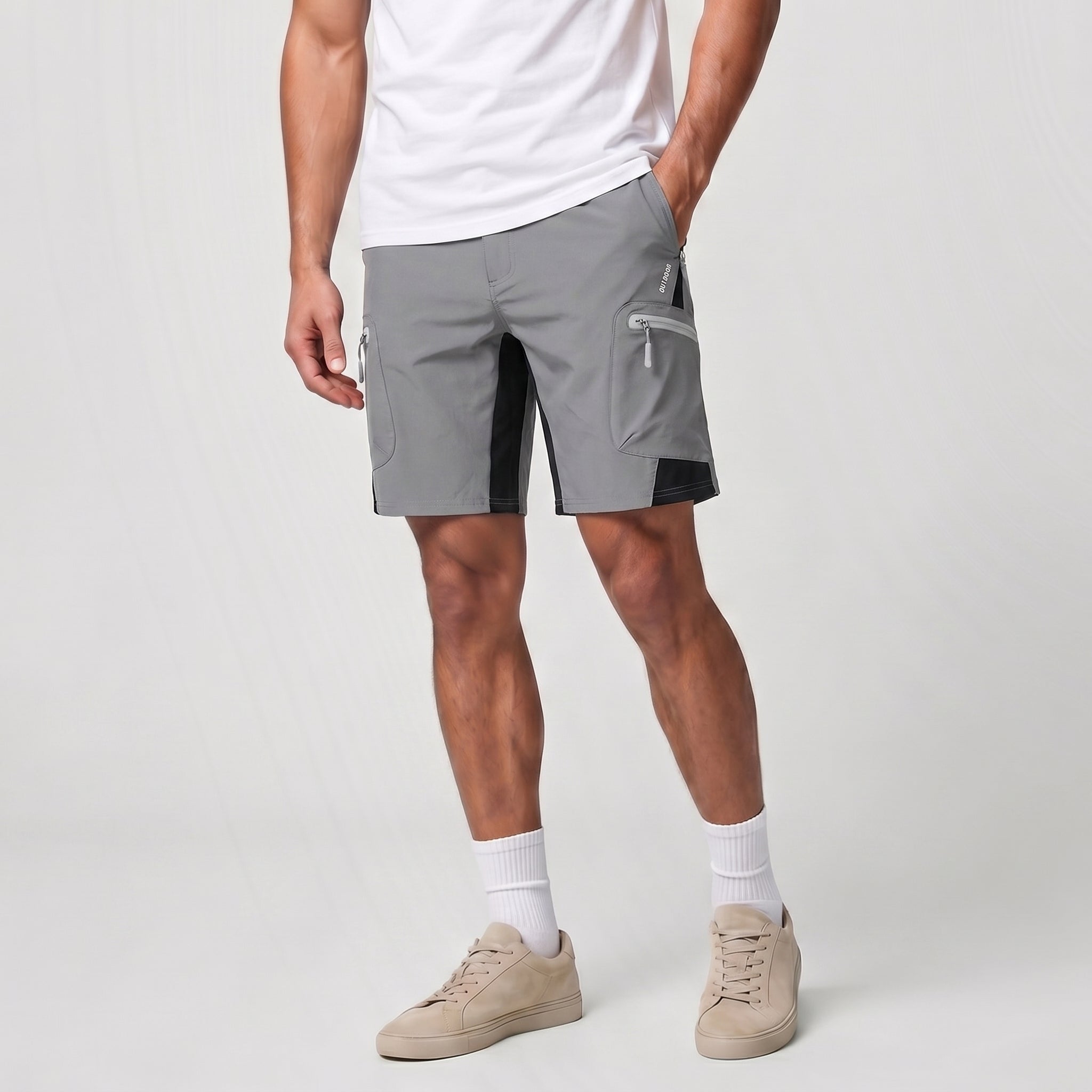 Men's Hiking Cargo Shorts - Water Resistant Quick Dry Golf Shorts Light Grey by MAGCOMSEN