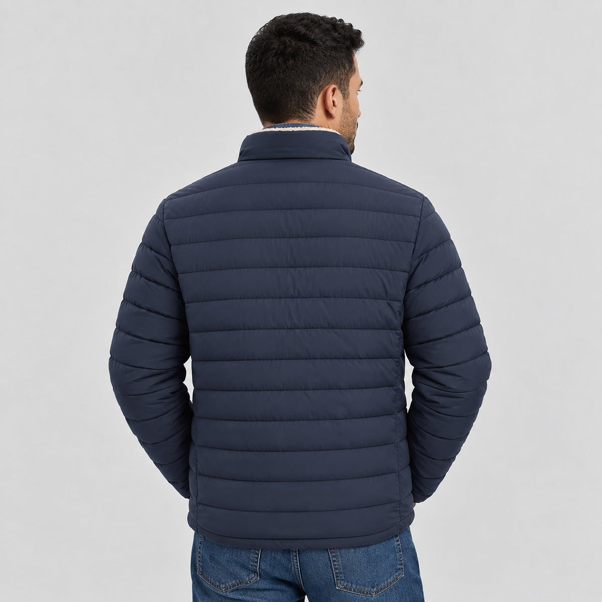 Navy MAGCOMSEN Men's Lightweight Puffer Jacket Sherpa Lined Warm Winter Coat in #Color_Navy