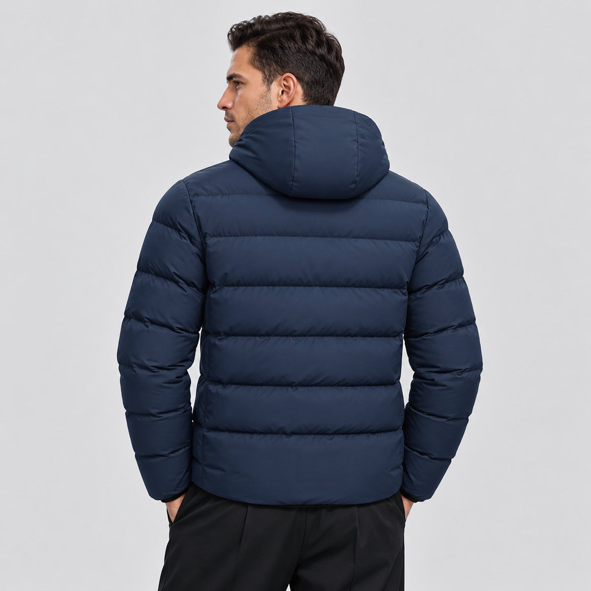 Navy MAGCOMSEN Men's Lightweight Quilted Puffer Jacket with Hood in #Color_Navy