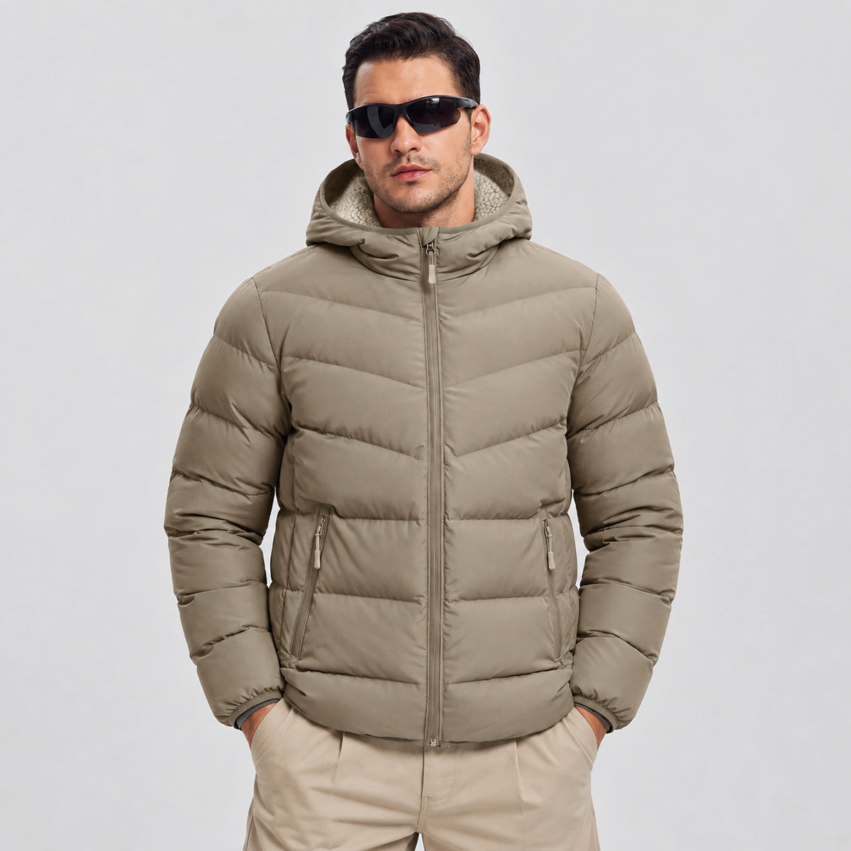 Coffee Brown MAGCOMSEN Men's Lightweight Quilted Puffer Jacket with Hood in #Color_Coffee Brown