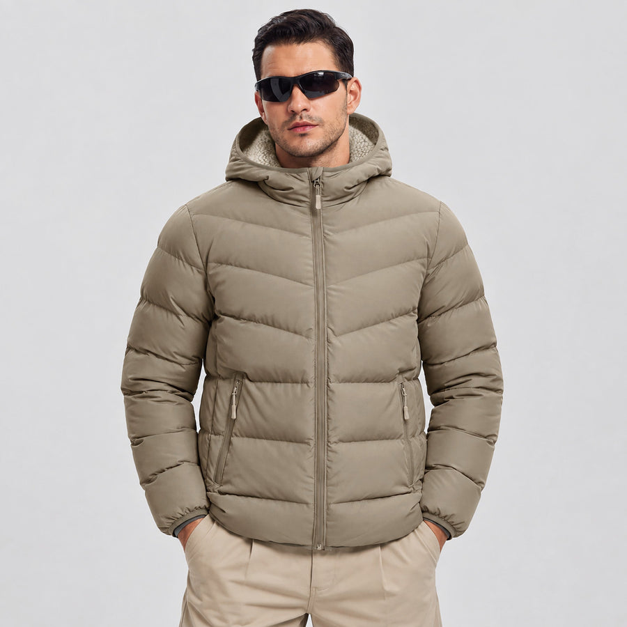 Men's Lightweight Quilted Puffer Jacket with Hood
