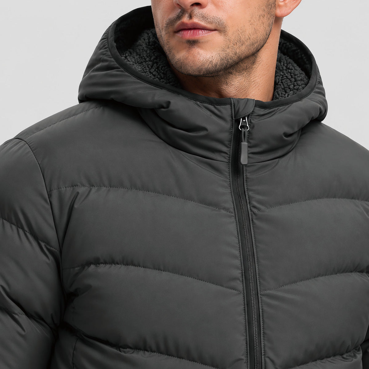 Dark Grey MAGCOMSEN Men's Lightweight Quilted Puffer Jacket with Hood in #Color_Dark Grey