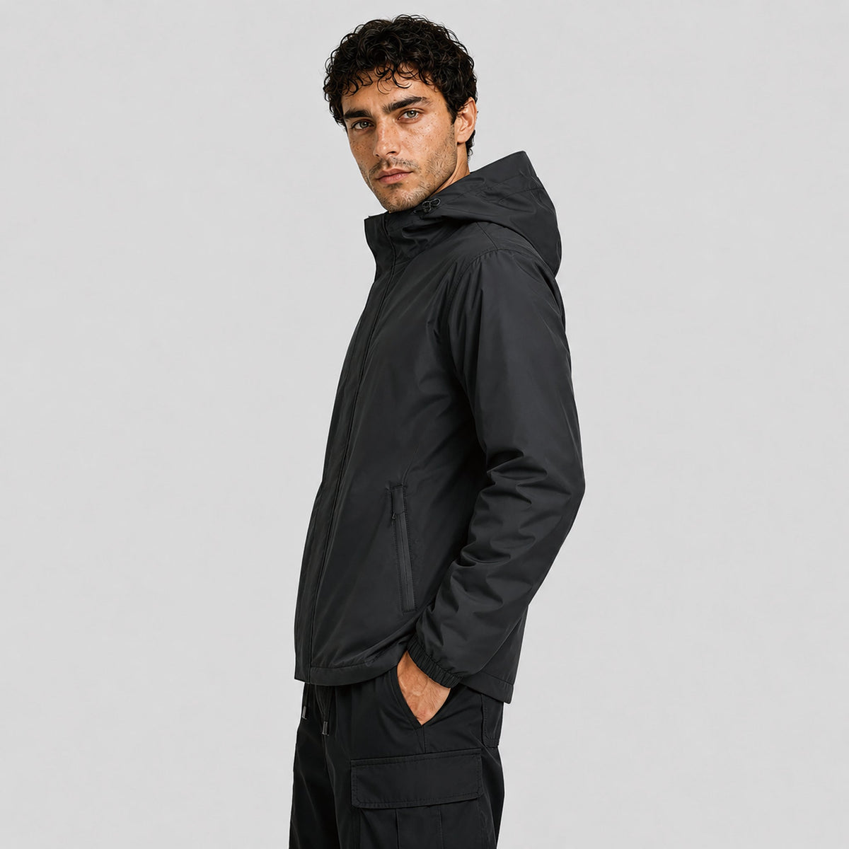 Men's Lightweight Waterproof Rain Jacket Breathable Hooded Windbreaker Shell Black by MAGCOMSEN