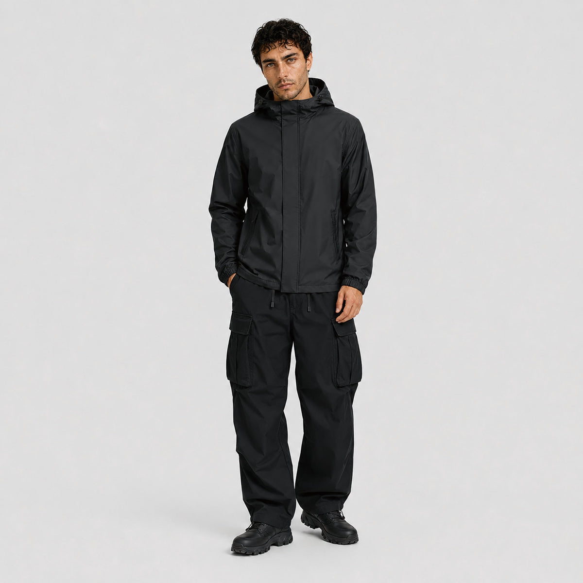 Men's Lightweight Waterproof Rain Jacket Breathable Hooded Windbreaker Shell Black by MAGCOMSEN