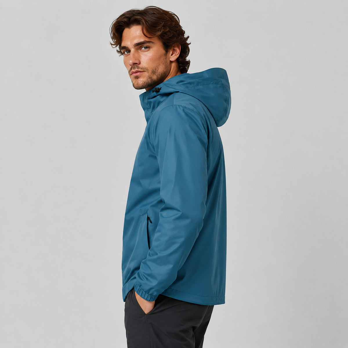 Men's Lightweight Waterproof Rain Jacket Breathable Hooded Windbreaker Shell Haze Blue by MAGCOMSEN