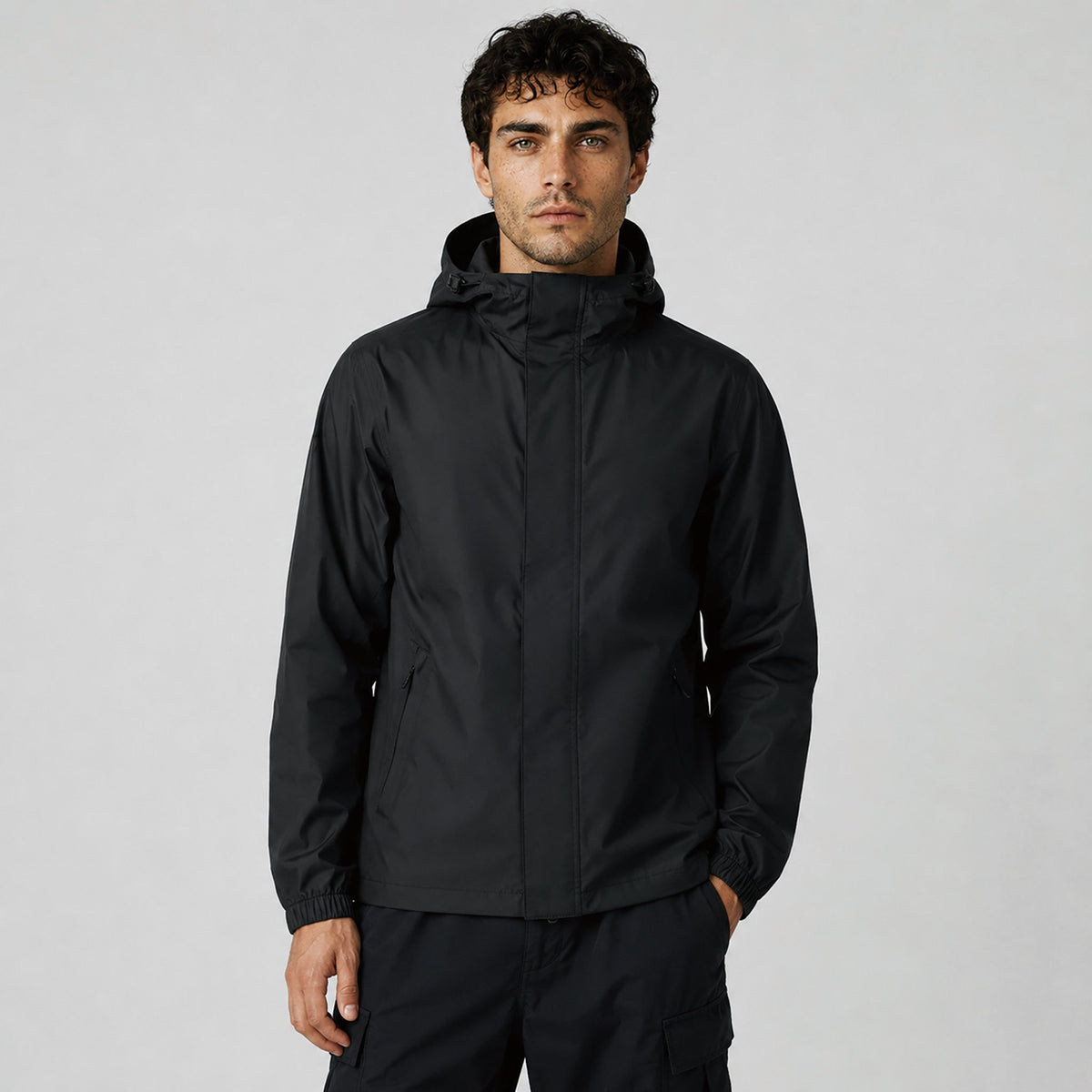 Men's Lightweight Waterproof Rain Jacket Breathable Hooded Windbreaker Shell Black by MAGCOMSEN