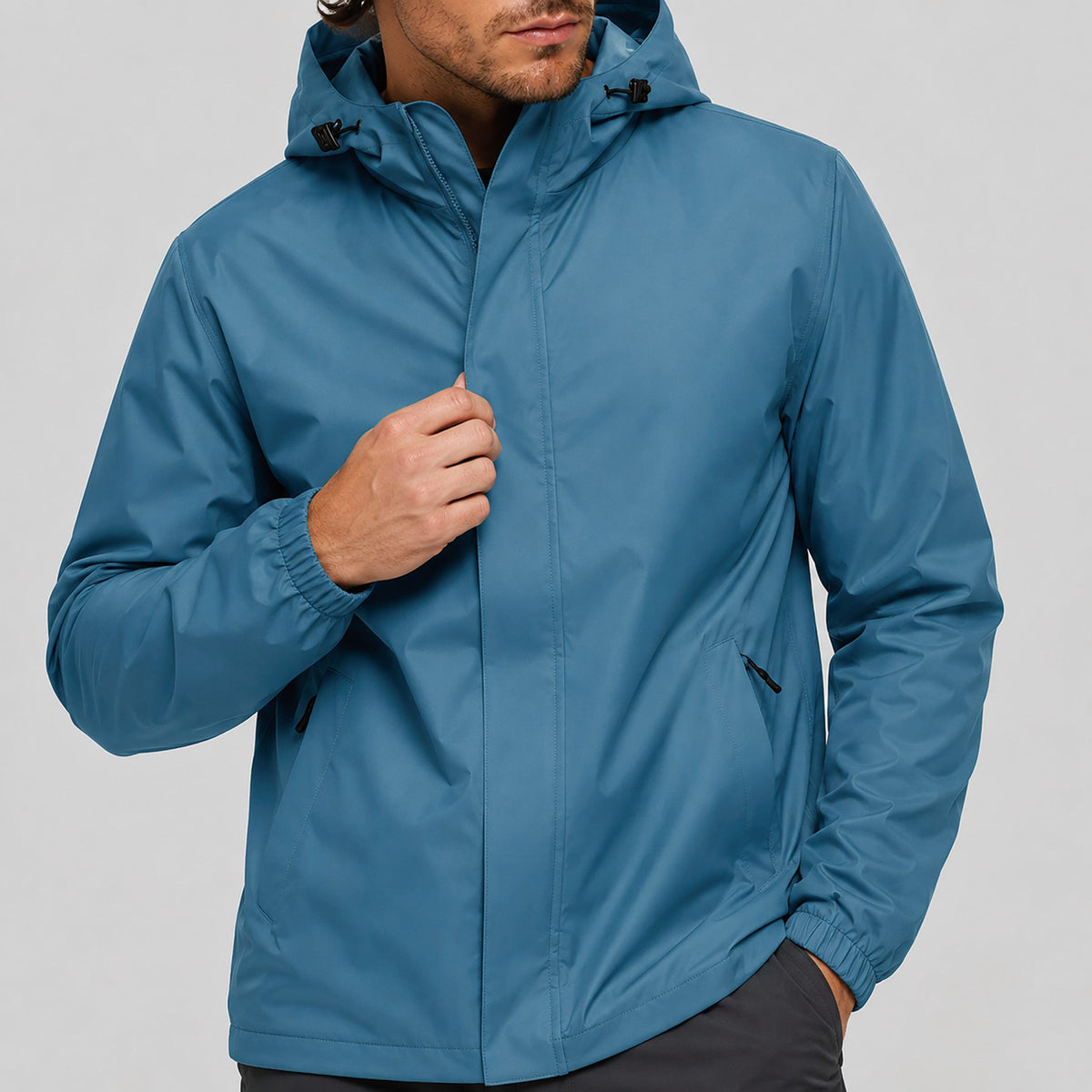 Men's Lightweight Waterproof Rain Jacket Breathable Hooded Windbreaker Shell Haze Blue by MAGCOMSEN