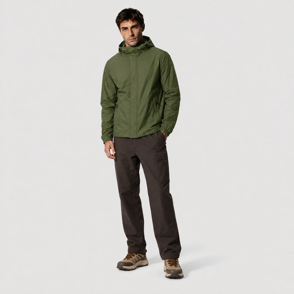 Men's Lightweight Waterproof Rain Jacket Breathable Hooded Windbreaker Shell Army Green by MAGCOMSEN