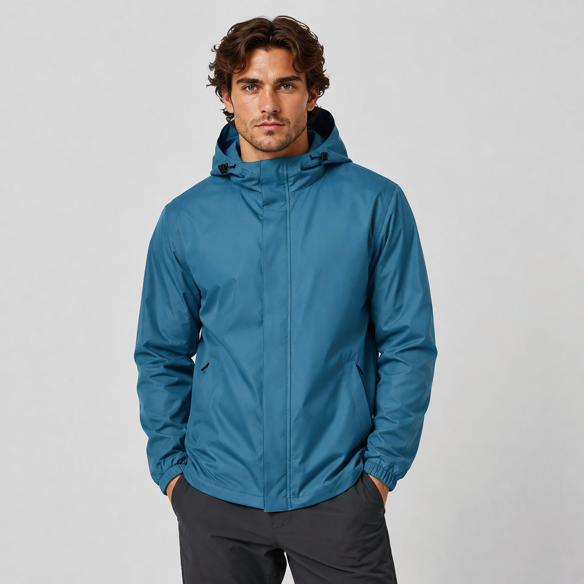 Men's Lightweight Waterproof Rain Jacket Breathable Hooded Windbreaker Shell Haze Blue by MAGCOMSEN