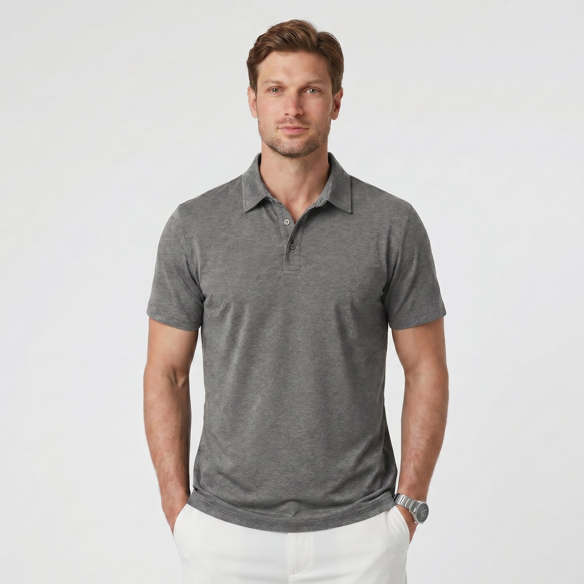 Men's Performance Polo Shirt - Lightweight Outdoor Polo Dark Grey by MAGCOMSEN