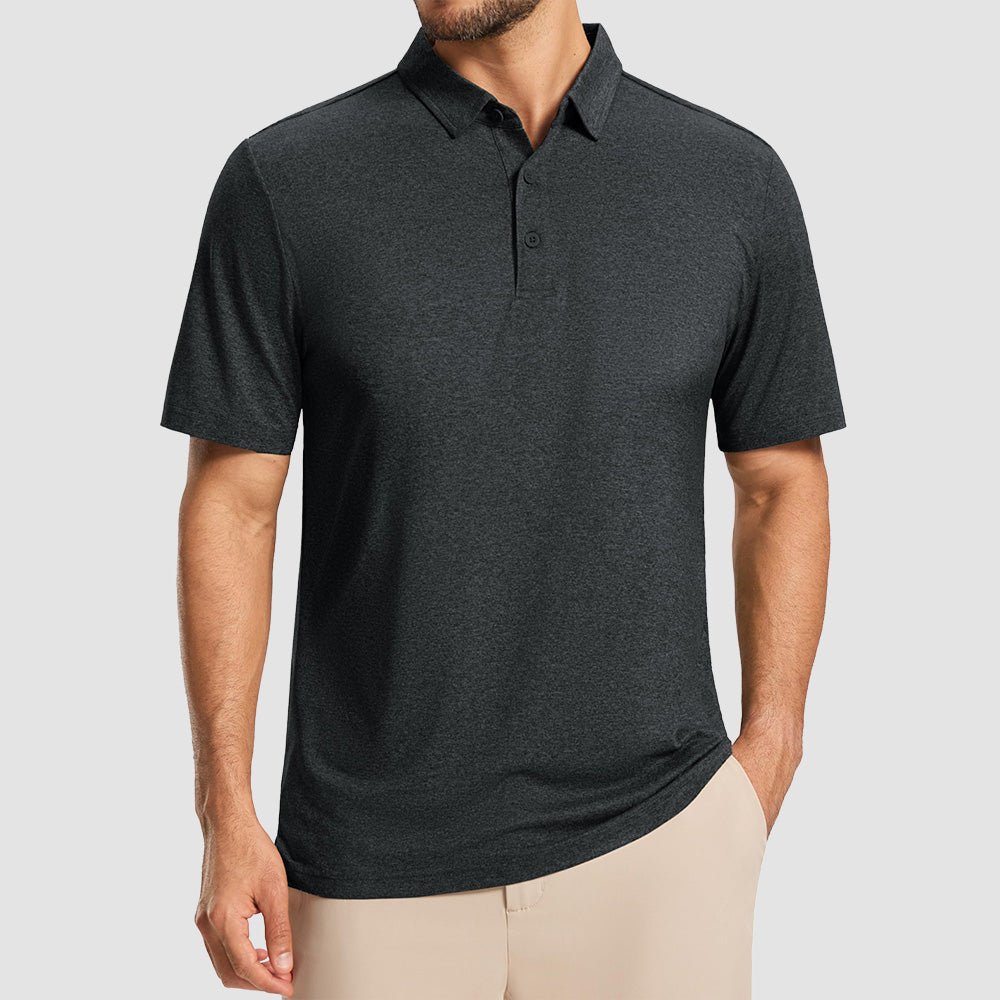 Men's Performance Polo Shirt - Lightweight Outdoor Polo Black by MAGCOMSEN