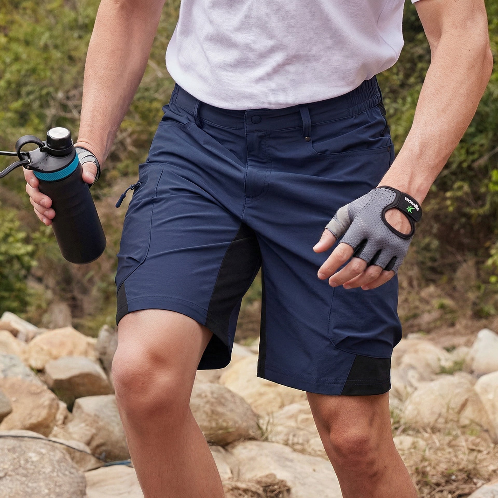 Royal Blue Men's Quick Dry Cargo Shorts - MAGCOMSEN #Color_Navy