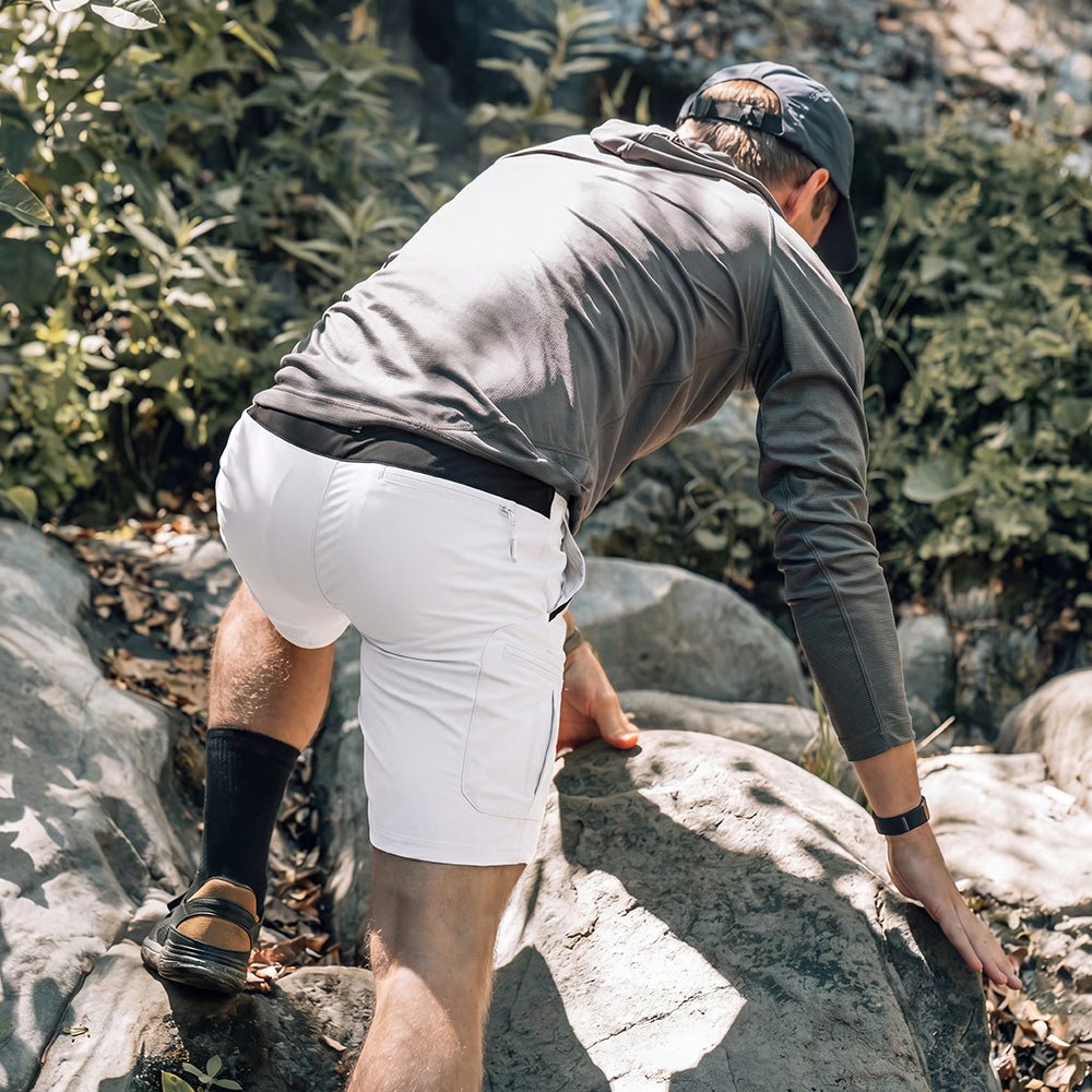 White Men's Quick Dry Cargo Shorts - MAGCOMSEN #Color_White