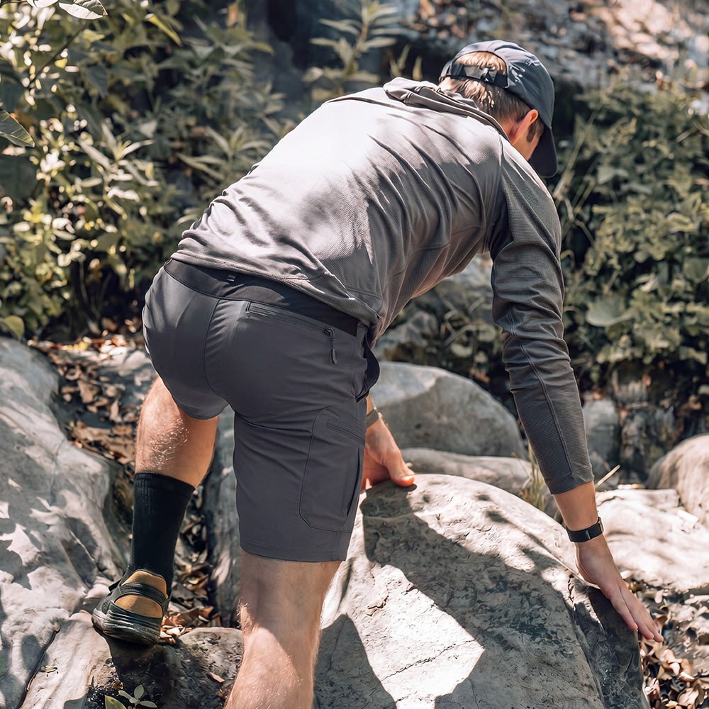 Dark Grey Men's Quick Dry Cargo Shorts - MAGCOMSEN #Color_Dark Grey