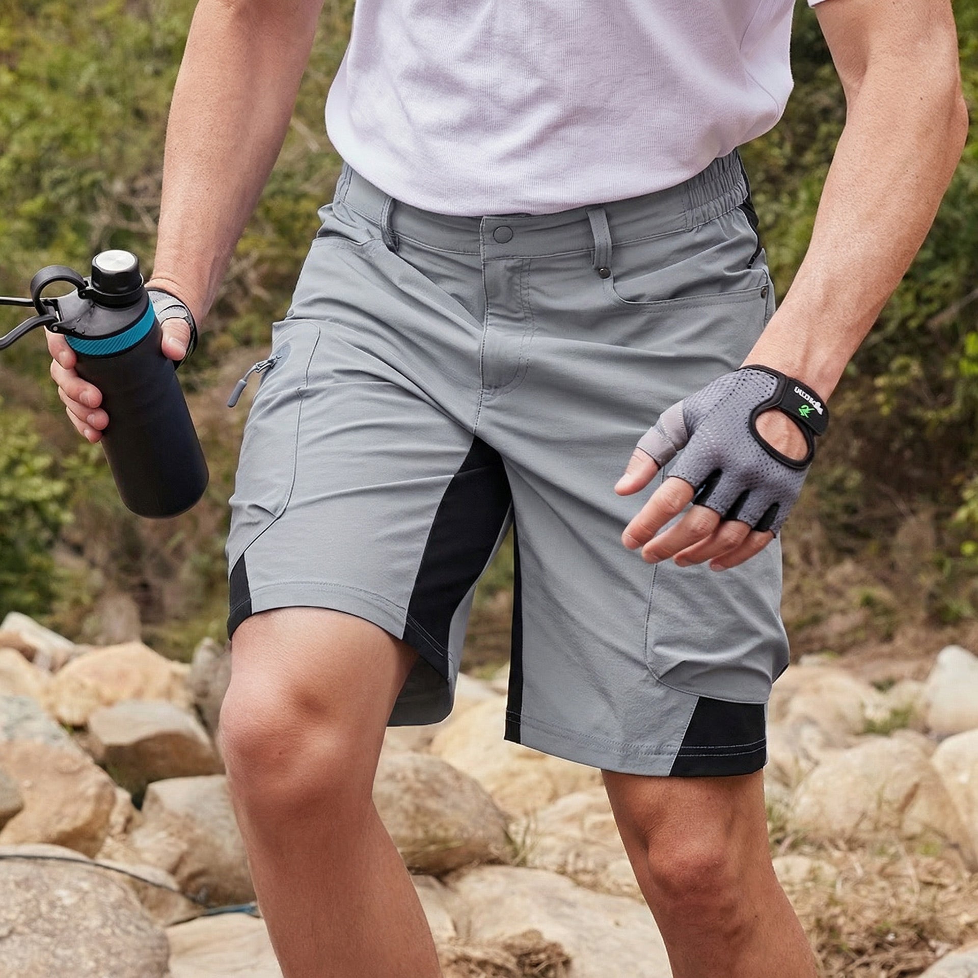 Dark Grey Men's Quick Dry Cargo Shorts - MAGCOMSEN #Color_Light Grey