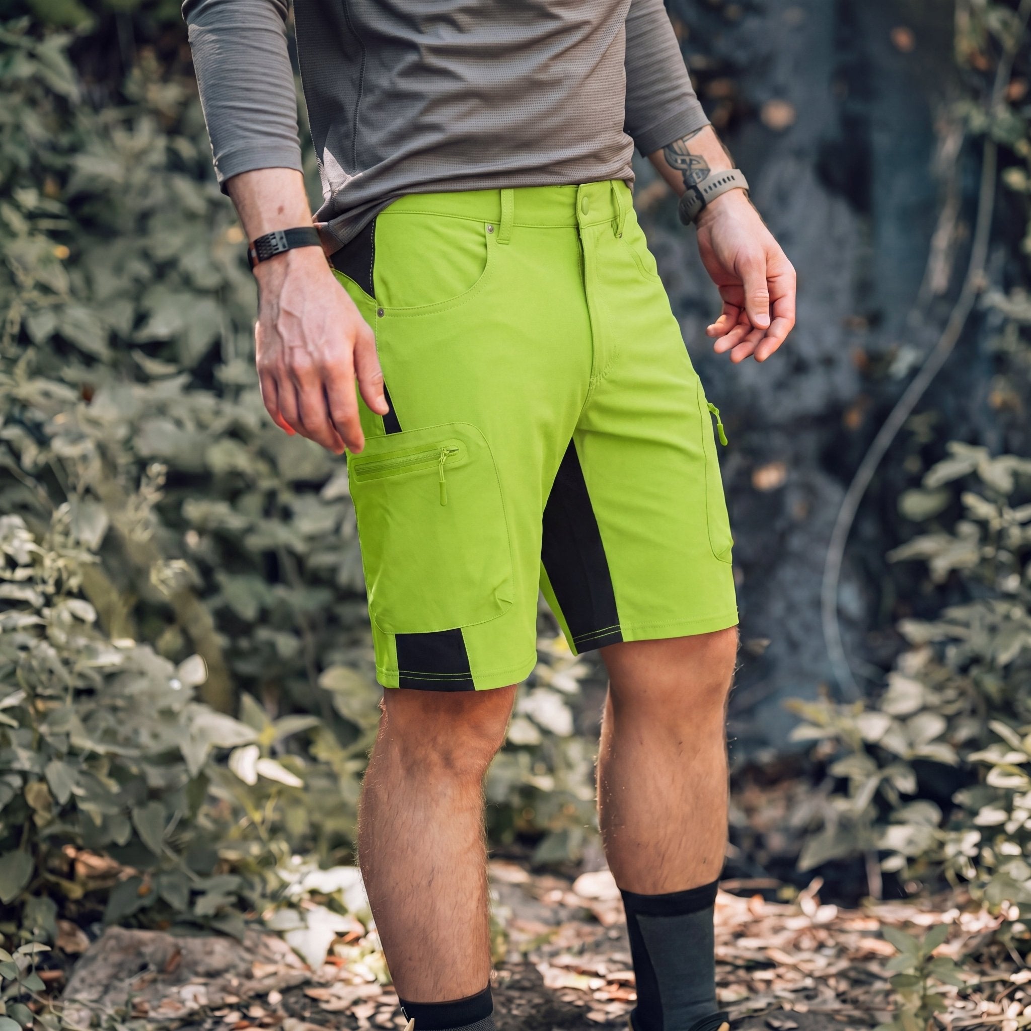 Yellow Green Men's Quick Dry Cargo Shorts - MAGCOMSEN #Color_Yellow Green