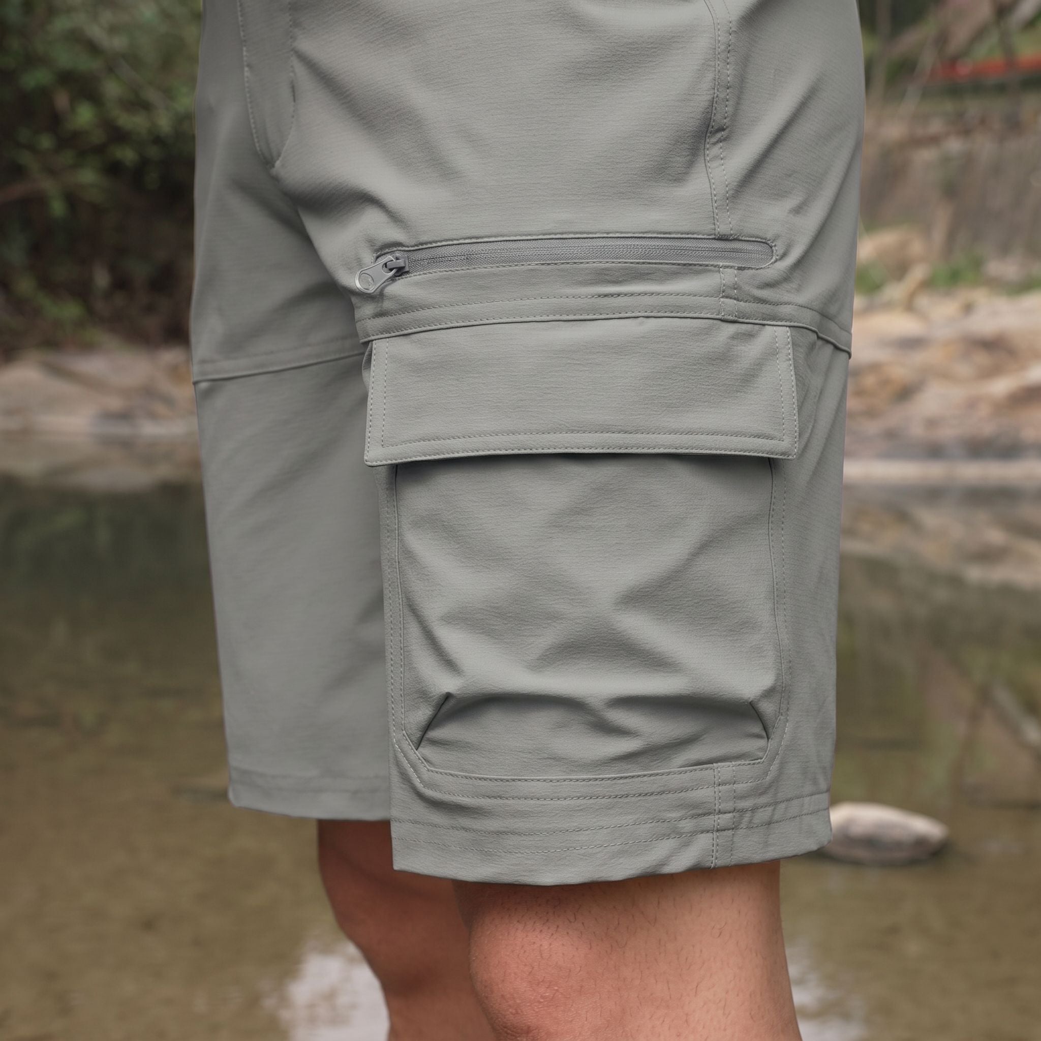 Men's Quick Dry Cargo Shorts Light Grey by MAGCOMSEN