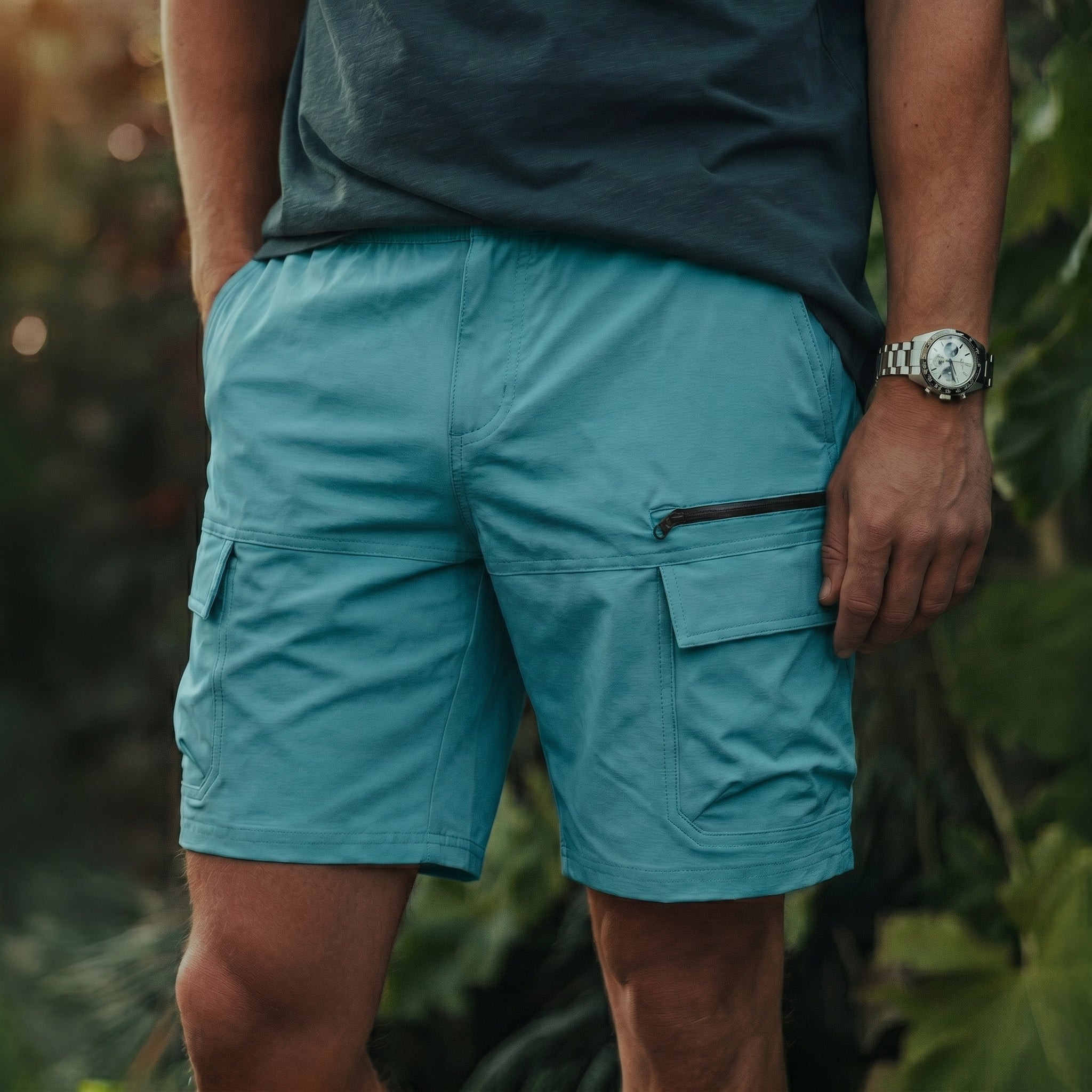 Men's Quick Dry Cargo Shorts Lake Blue by MAGCOMSEN