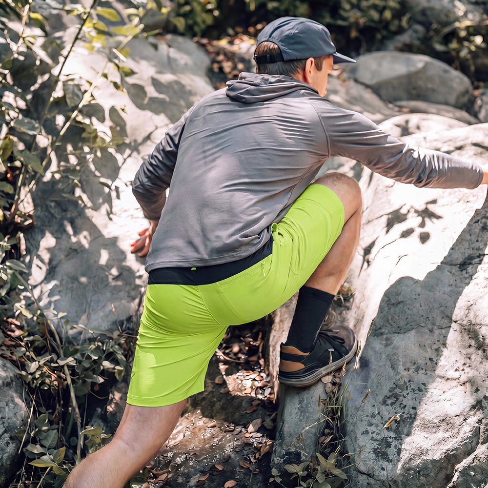 Yellow Green Men's Quick Dry Cargo Shorts - MAGCOMSEN #Color_Yellow Green