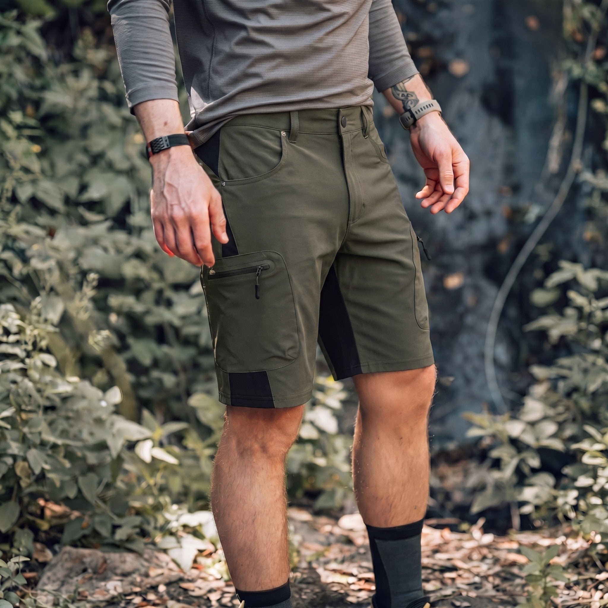 Green Men's Quick Dry Cargo Shorts - MAGCOMSEN #Color_Green