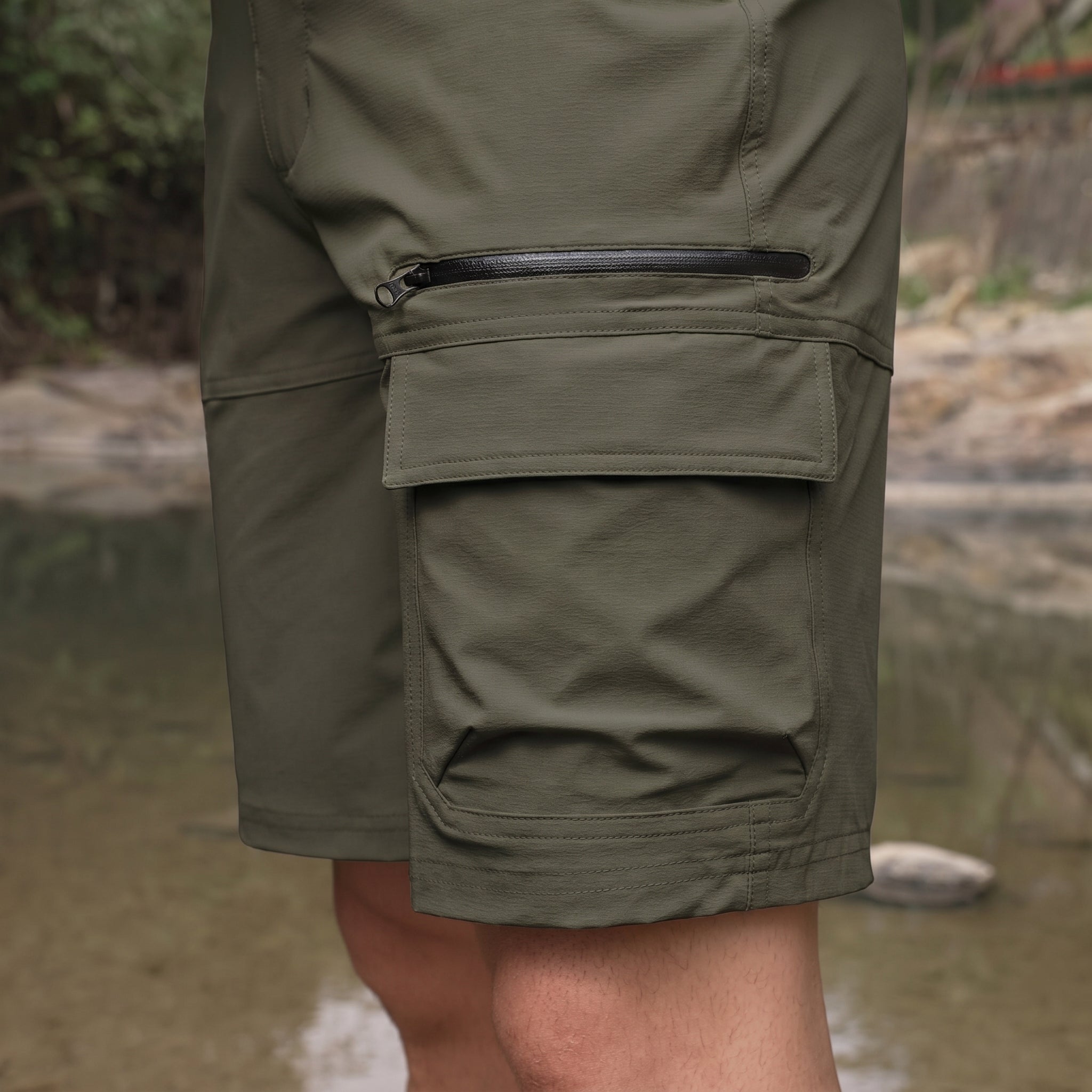 Men's Quick Dry Cargo Shorts Green by MAGCOMSEN