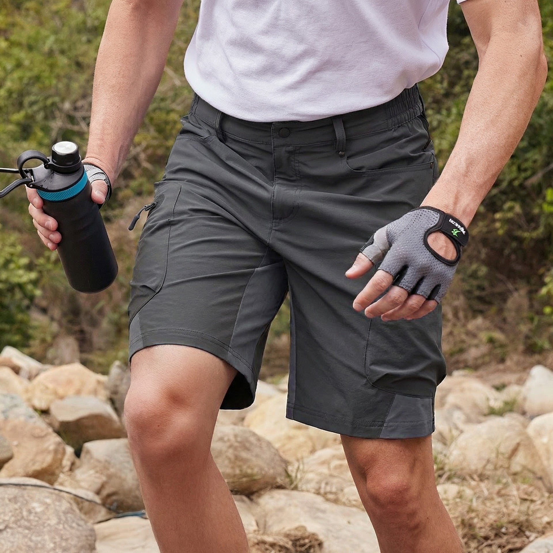 Royal Blue Men's Quick Dry Cargo Shorts - MAGCOMSEN #Color_Dark Grey