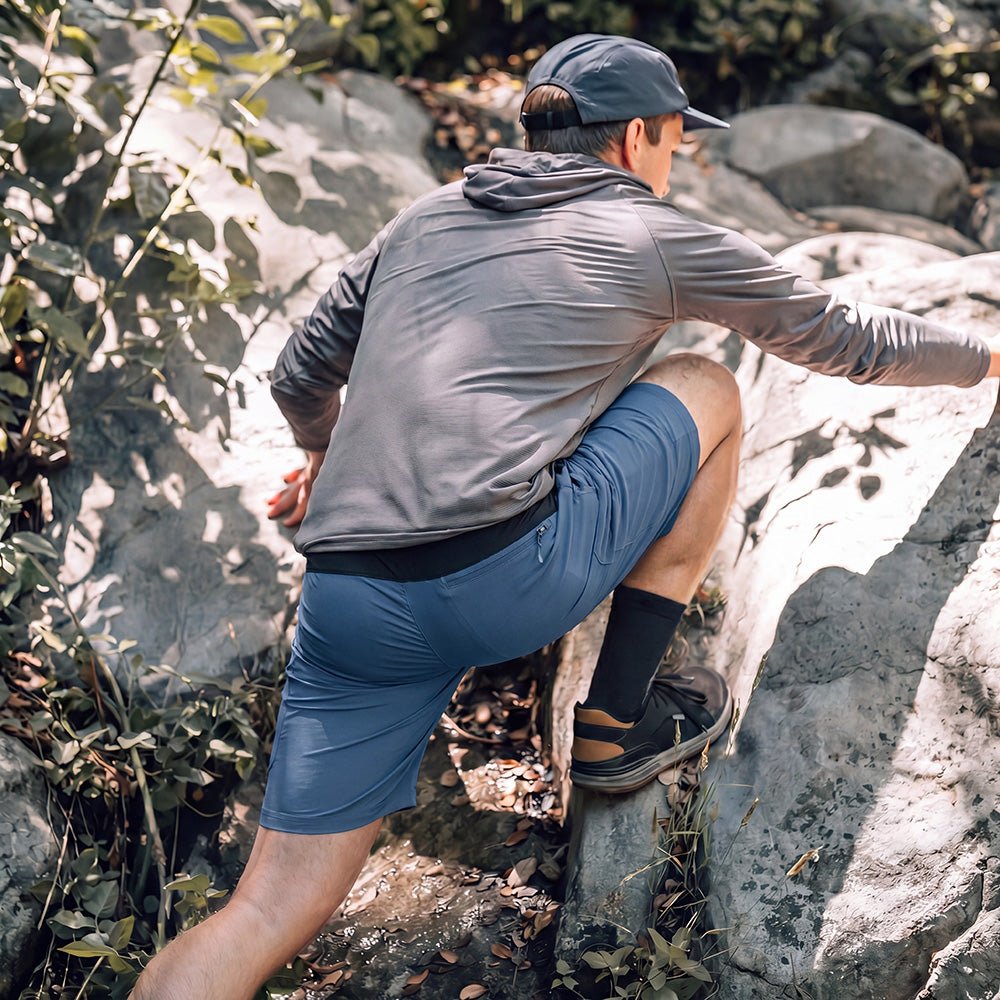 Blue Grey Men's Quick Dry Cargo Shorts - MAGCOMSEN #Color_Blue Grey