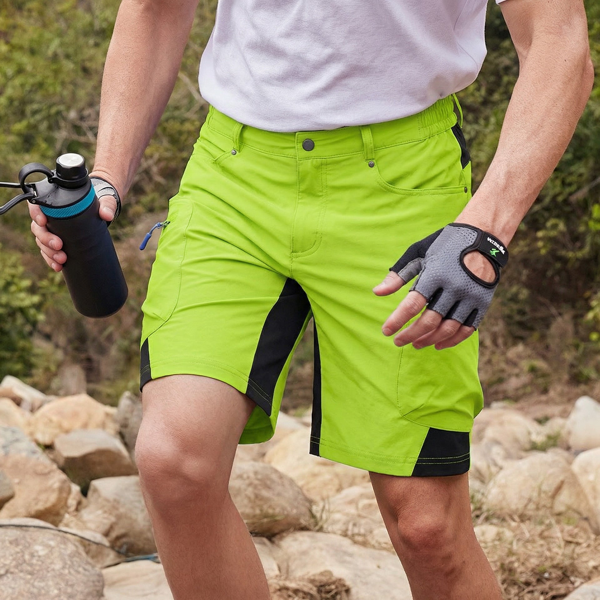 Royal Blue Men's Quick Dry Cargo Shorts - MAGCOMSEN #Color_Yellow Green