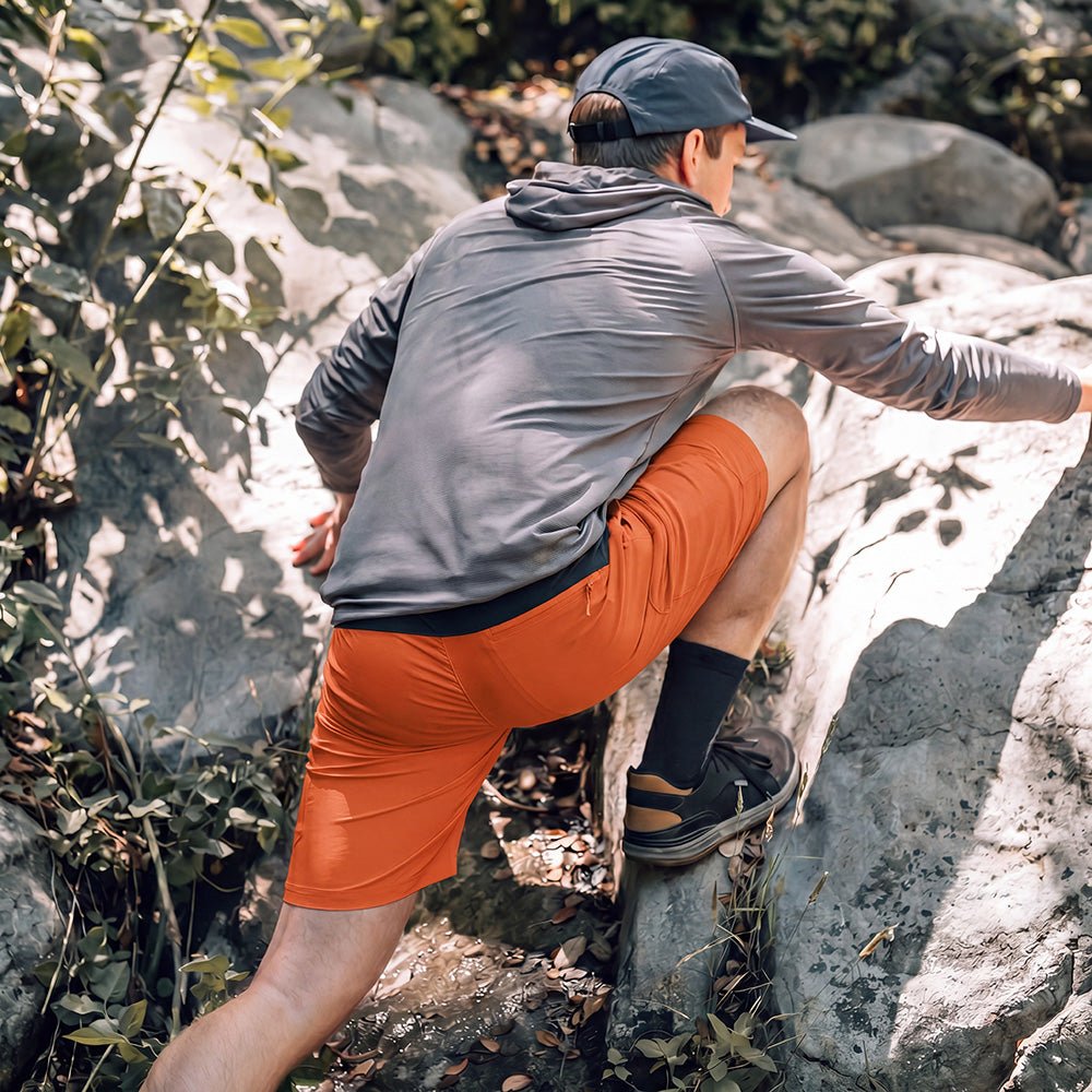 Orange Men's Quick Dry Cargo Shorts - MAGCOMSEN #Color_Orange