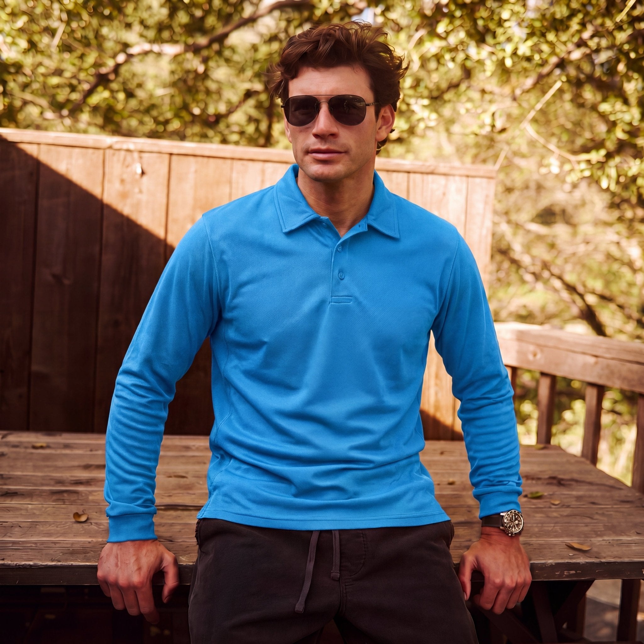 Men's Quick - Dry Tactical Polo Shirt – Golf & Performance Azure by MAGCOMSEN