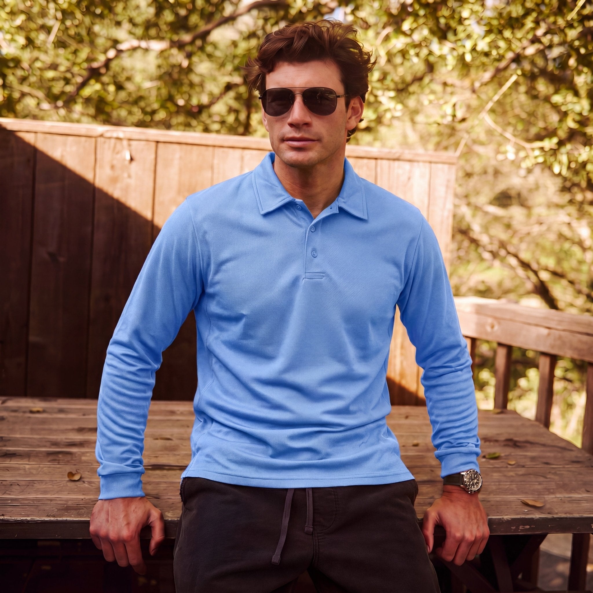 Men's Quick - Dry Tactical Polo Shirt – Golf & Performance Light Blue by MAGCOMSEN