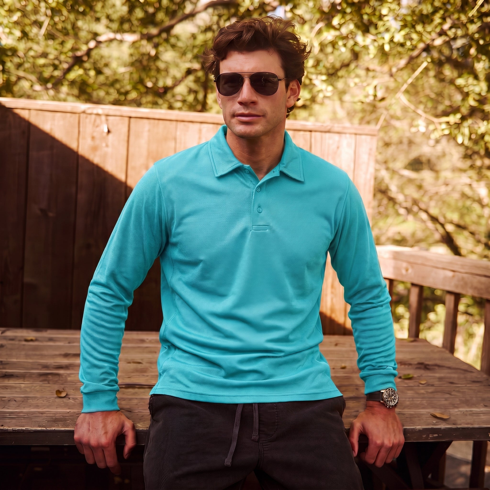 Men's Quick - Dry Tactical Polo Shirt – Golf & Performance Water Blue by MAGCOMSEN