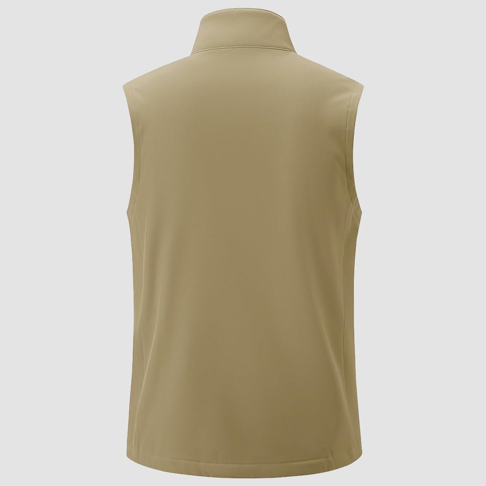 Men's Softshell Vest Windproof Lightweight Hiking Jacket Khaki by MAGCOMSEN