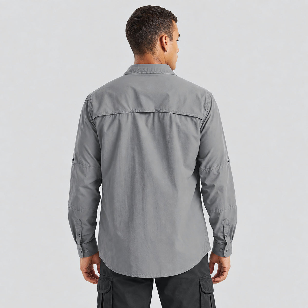 Light-grey MAGCOMSEN Men's Tactical Shirt, Quick-Dry & UV Protection for Hiking in #Color_Light-grey