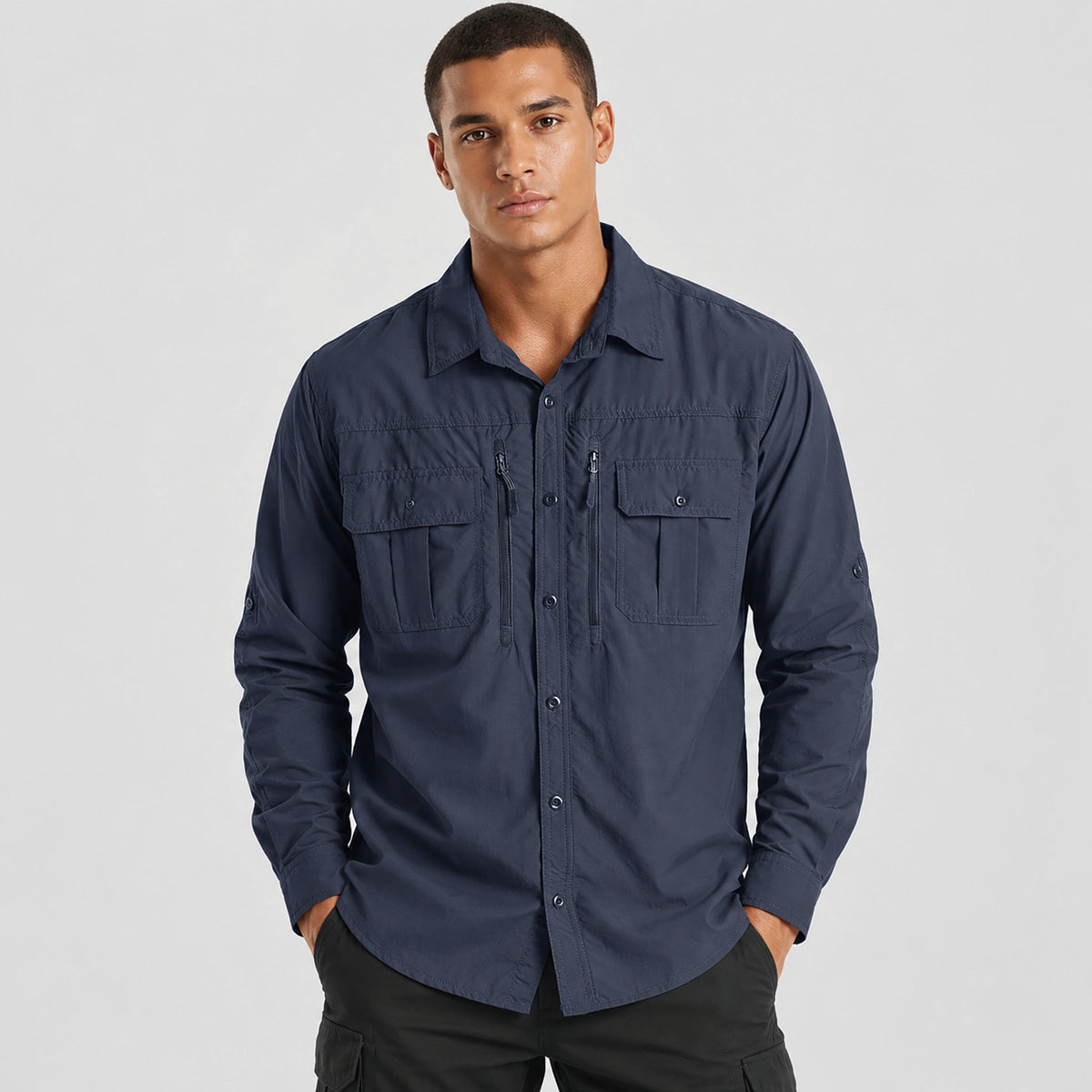 Navy MAGCOMSEN Men's Tactical Shirt, Quick-Dry & UV Protection for Hiking in #Color_Navy