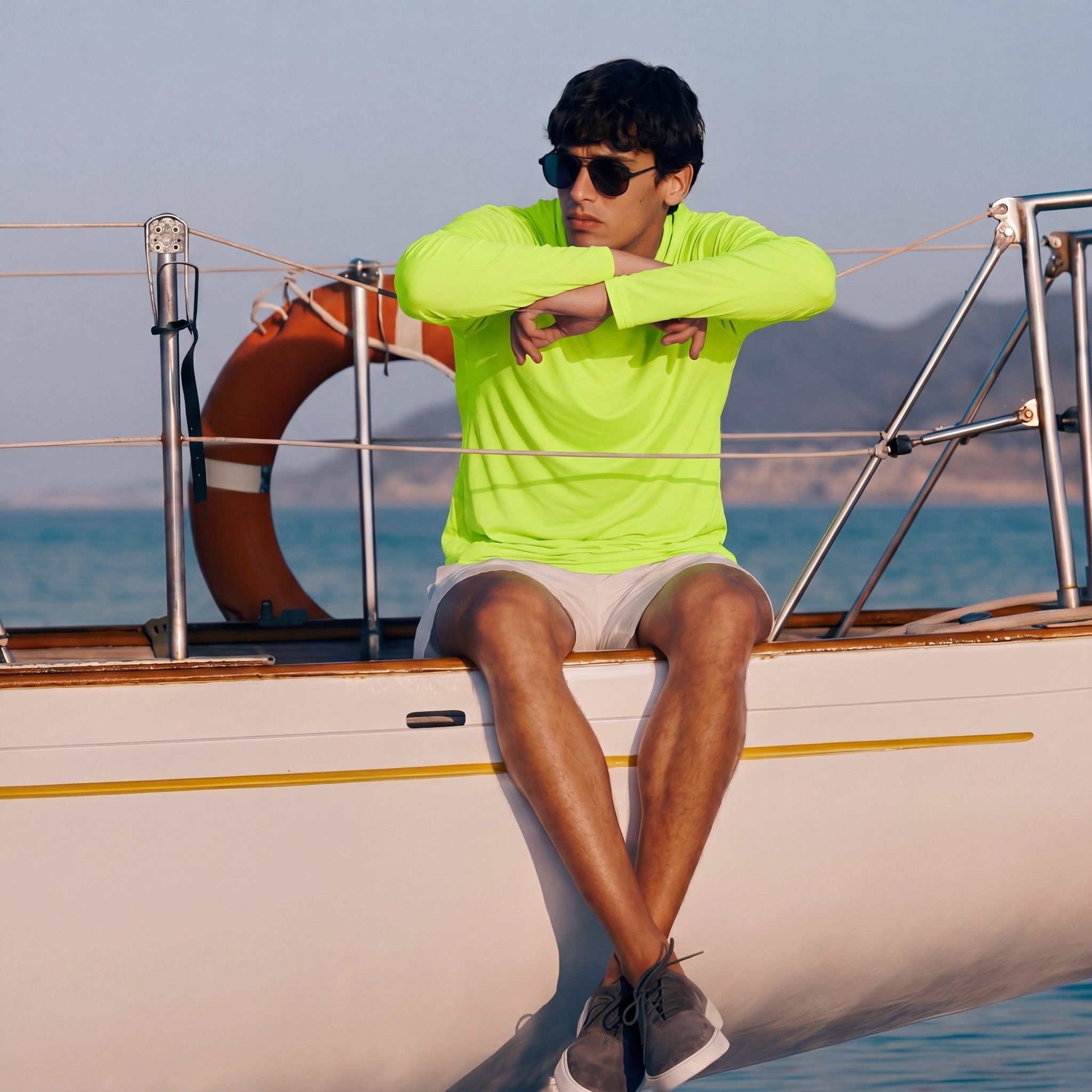 Men's UPF 50+ Hooded Fishing Shirts | Sun Protection - MAGCOMSEN #Color_Fluorescent Green