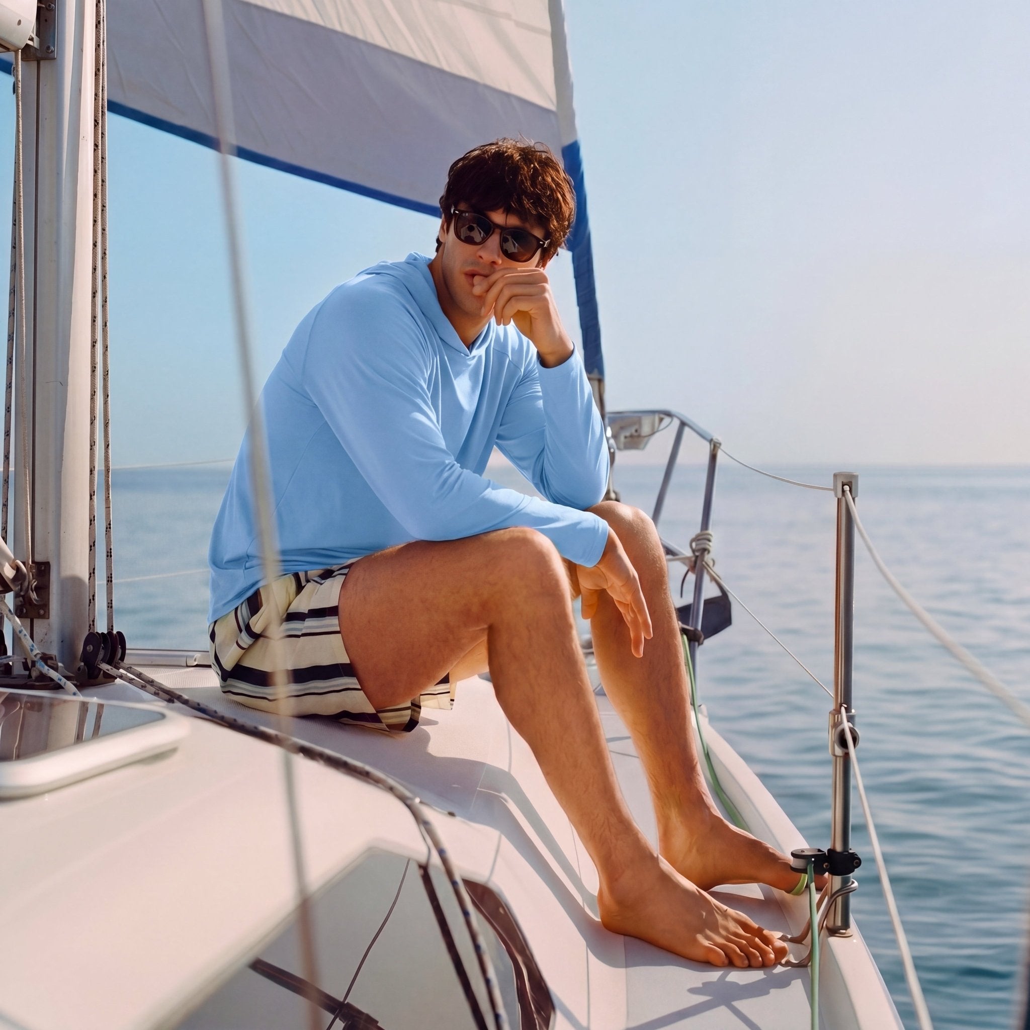 Men's UPF 50+ Hooded Fishing Shirts | Sun Protection - MAGCOMSEN #Color_Blue