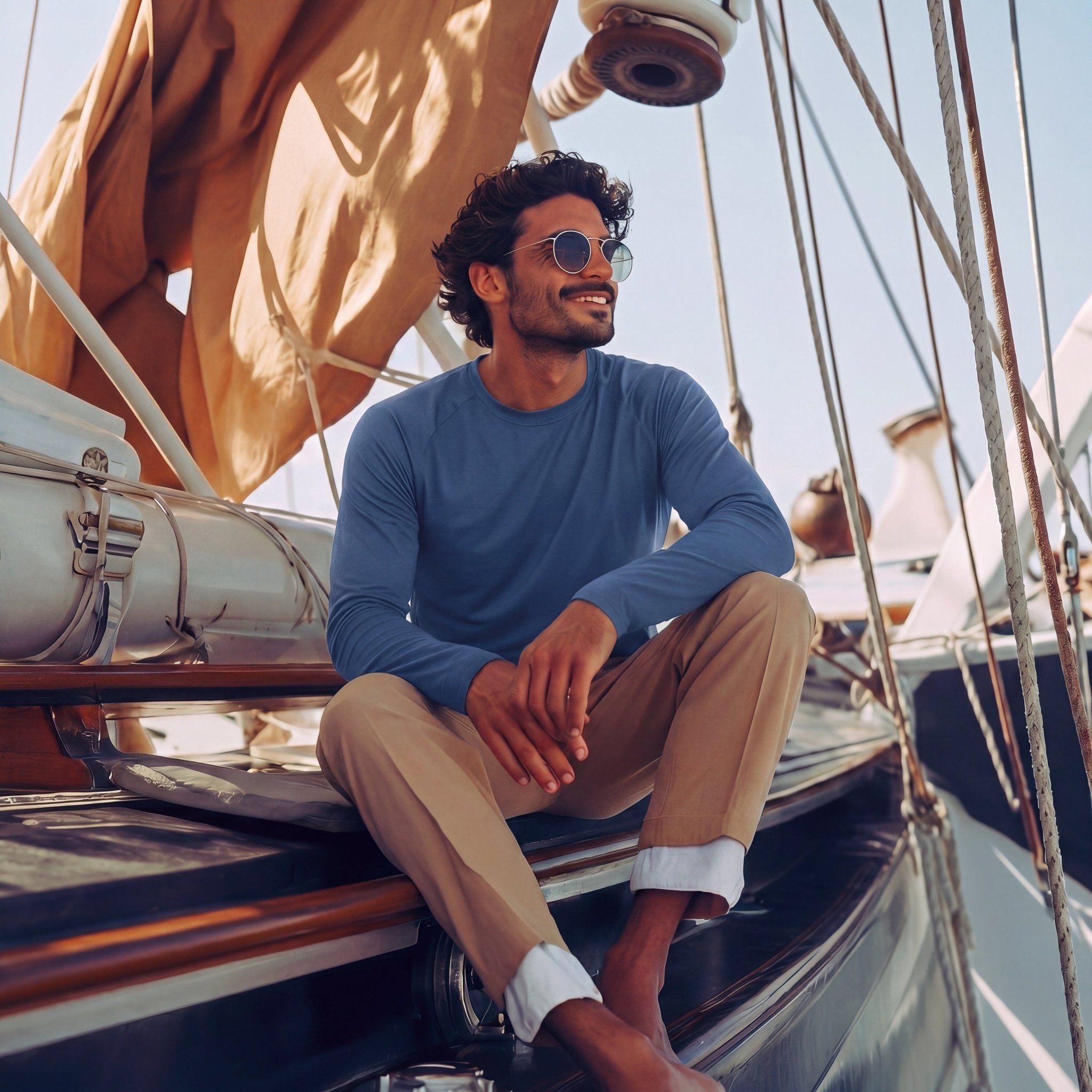 Blue Grey Men's UPF 50+ Quick Dry Shirt - Sun Protection for Hiking - MAGCOMSEN #Color_Blue Grey