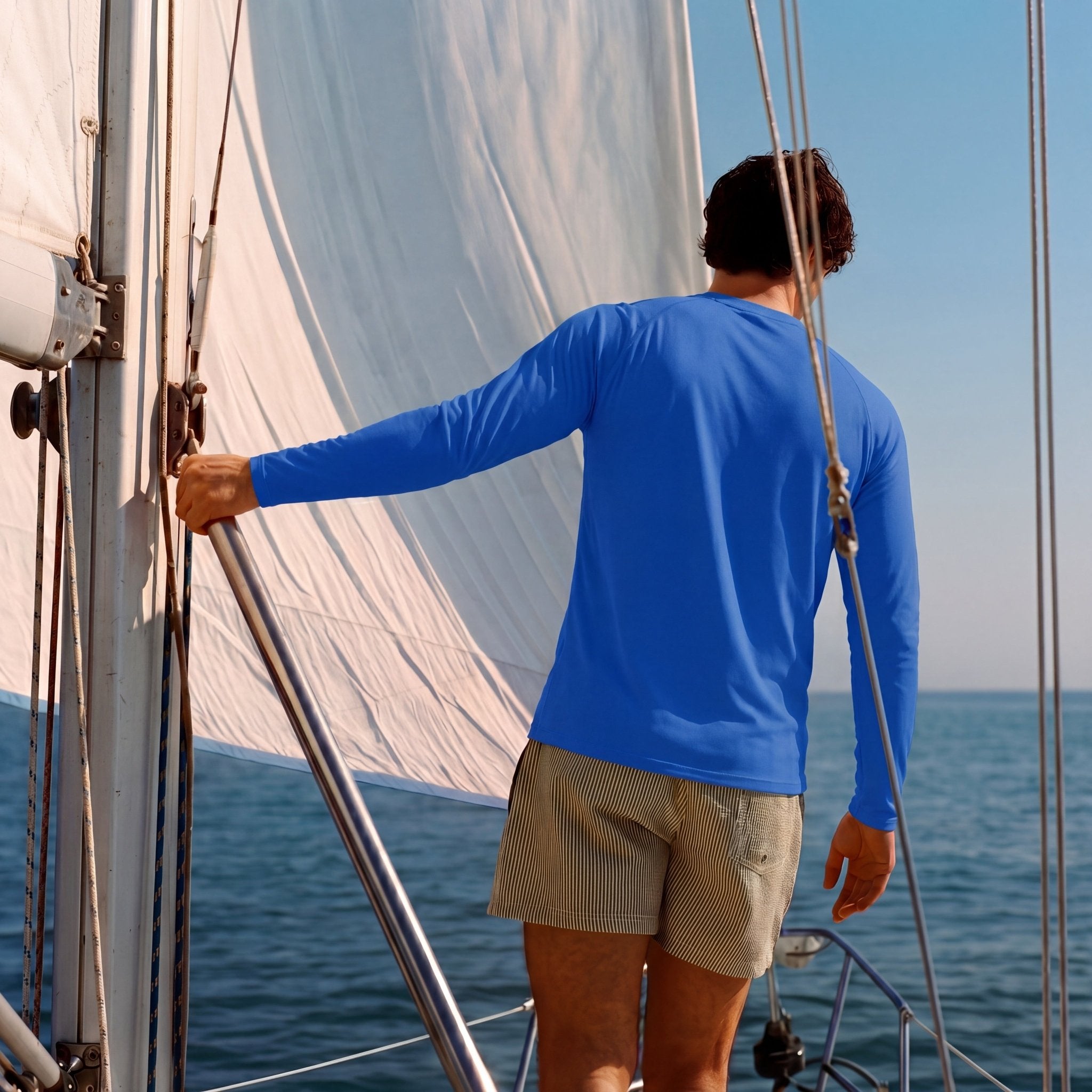 Bright Blue Men's UPF 50+ Quick Dry Shirt - Sun Protection for Hiking - MAGCOMSEN #Color_Bright Blue