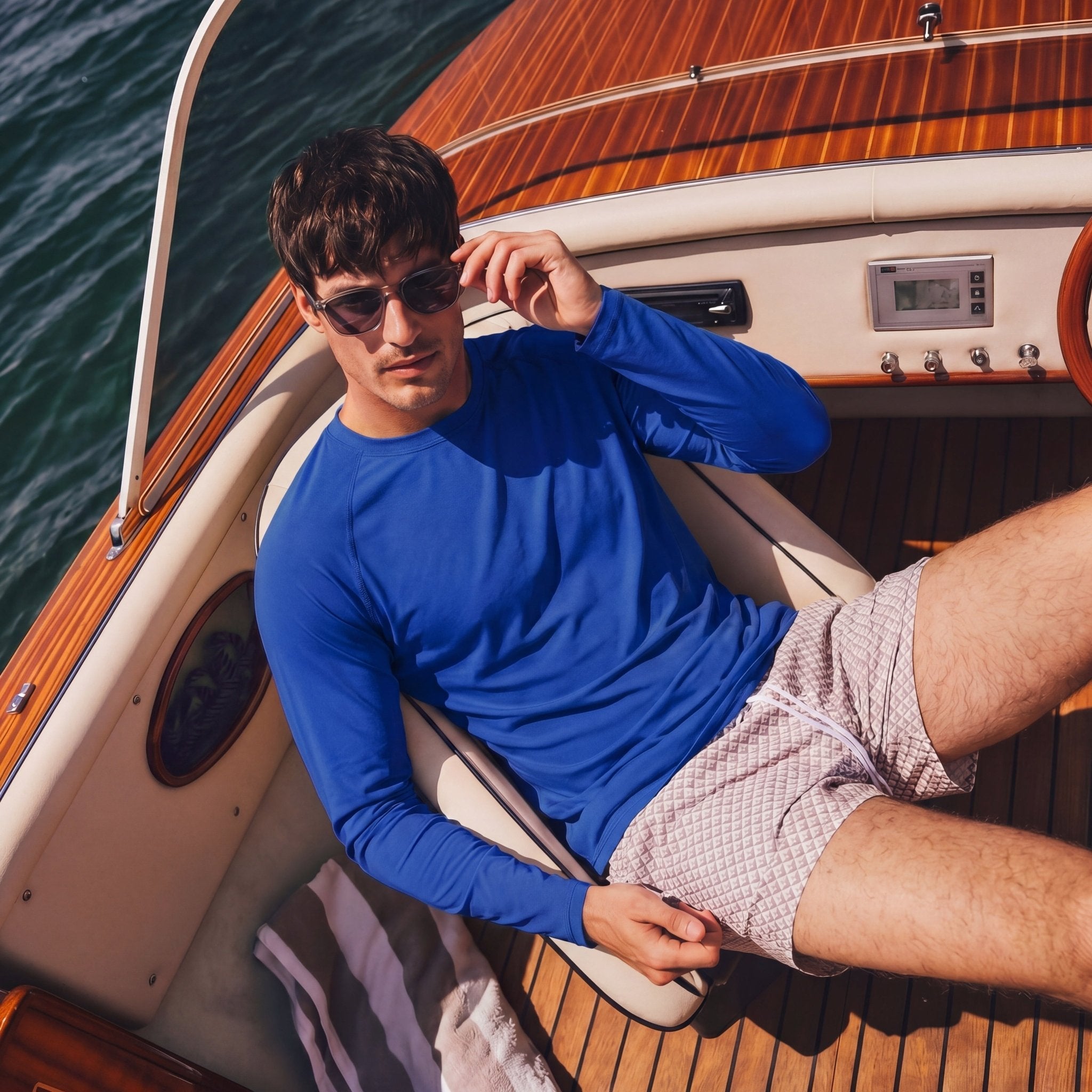 Bright Blue Men's UPF 50+ Quick Dry Shirt - Sun Protection for Hiking - MAGCOMSEN #Color_Bright Blue