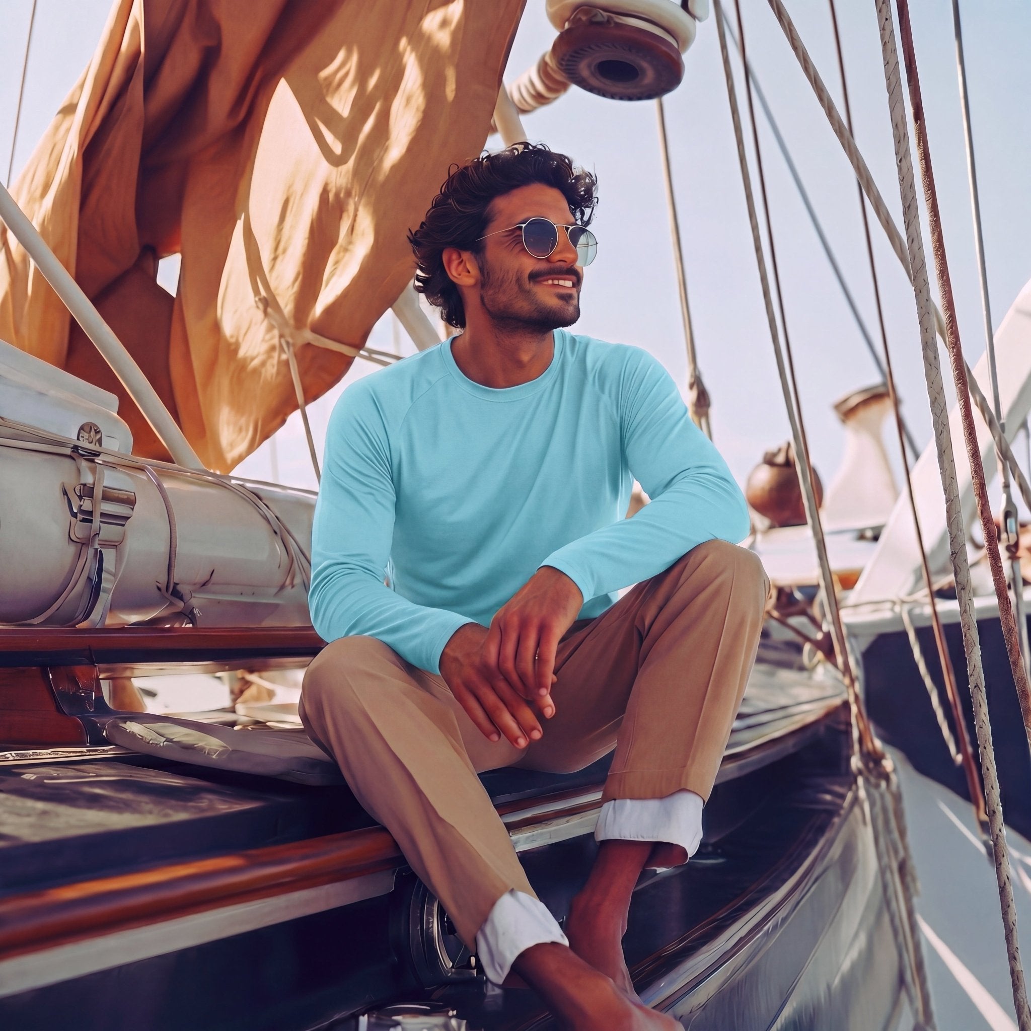 Aqua Blue MAGCOMSEN Men's UPF 50+ Quick Dry Shirt - Sun Protection for Hiking #Color_Aqua Blue