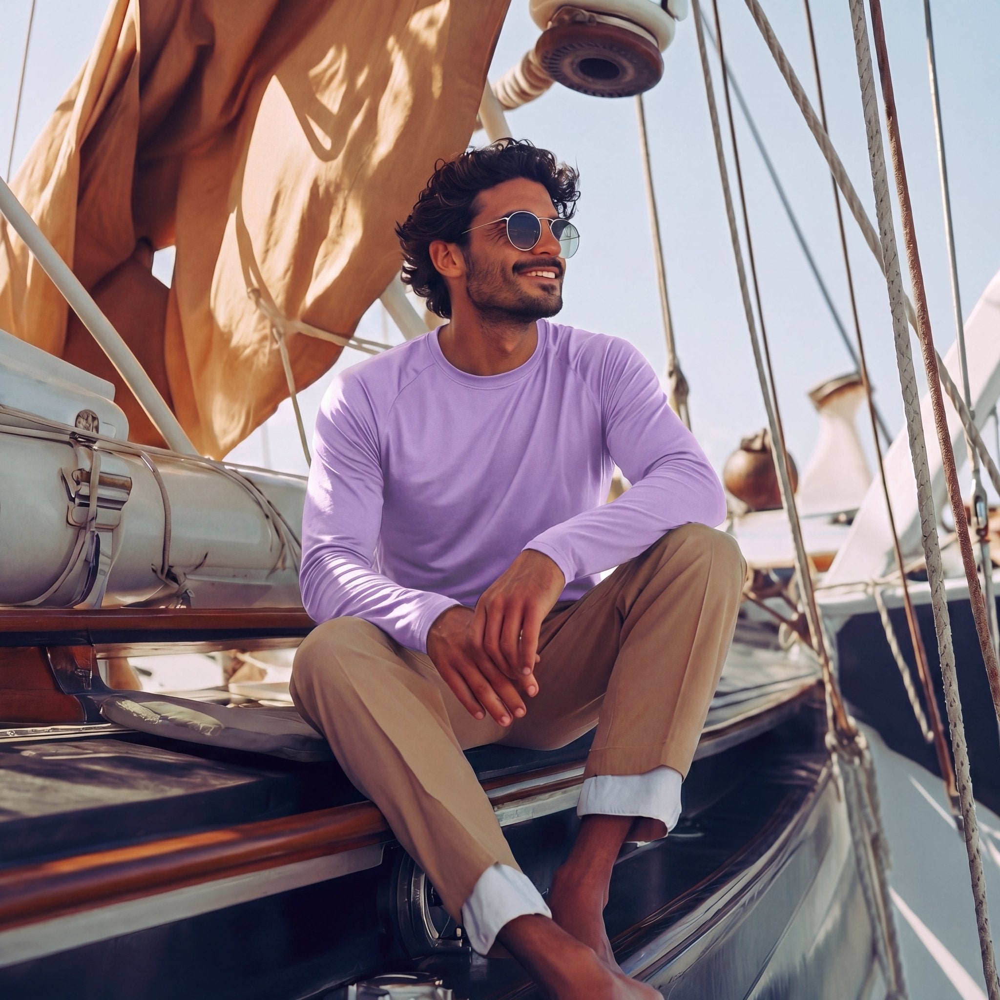 Light Purple Men's UPF 50+ Quick Dry Shirt - Sun Protection for Hiking - MAGCOMSEN #Color_Light Purple